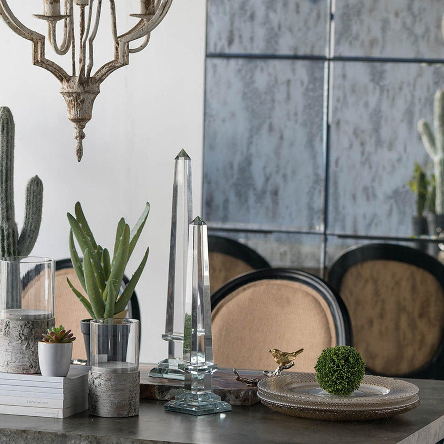 A&B Home 15" x 20" Set of Six Bundle of 6 Rectangular Antique Silver Wall-Mounted Mirror Panes