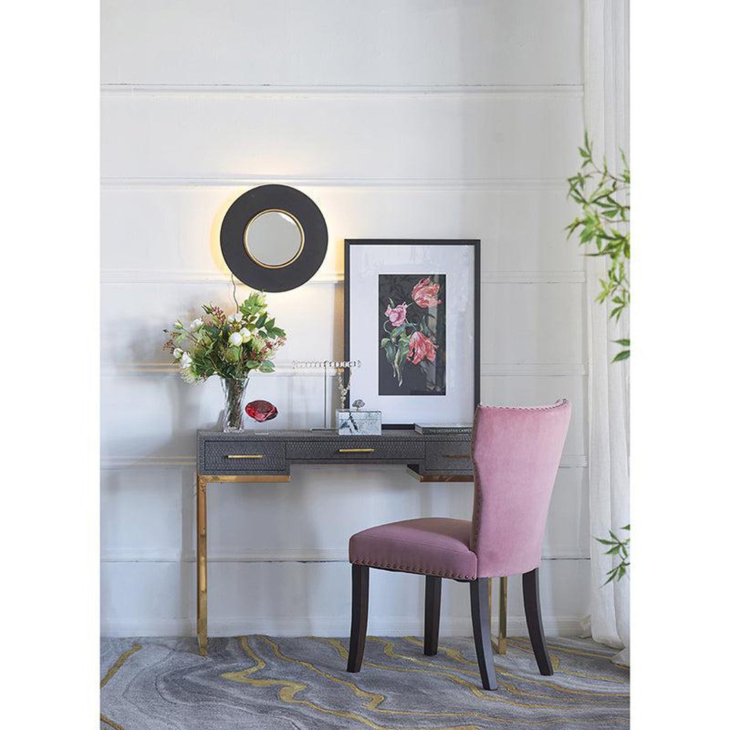 A&B Home 16" x 16" Bundle of 19 Round Black and Gold Metal Frame Wall-Mounted Mirror With Led Light