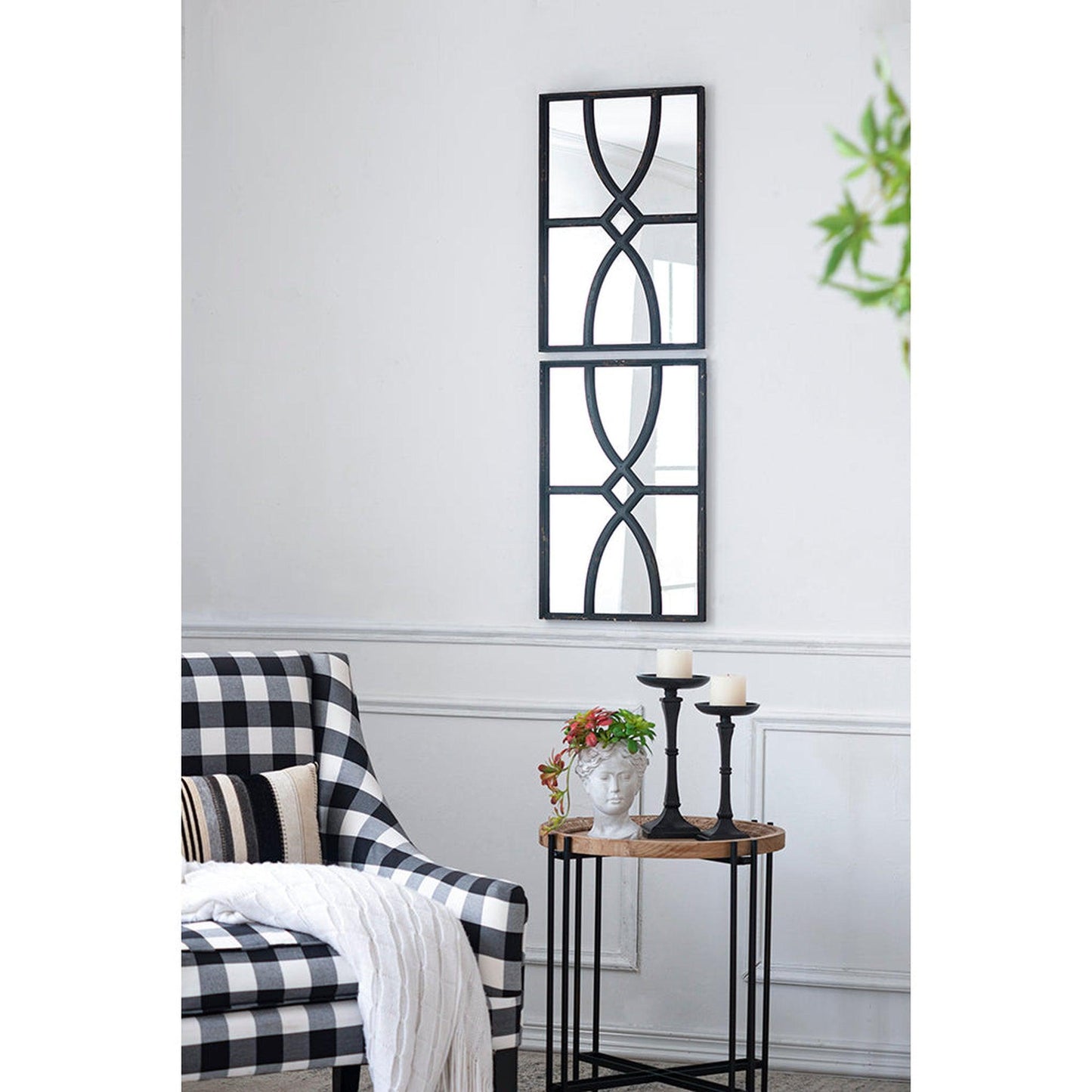 A&B Home 16" x 24" Bundle of 20 Two Rectangular Carved Distressed Black Wood Frame Wall-Mounted Mirror