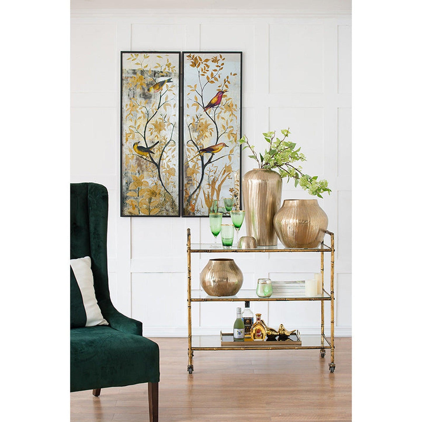 A&B Home 17" x 47" Bundle of 8 Rectangular Two Panel Set Black Wooden Framed Decorative Wall-Mounted Mirror