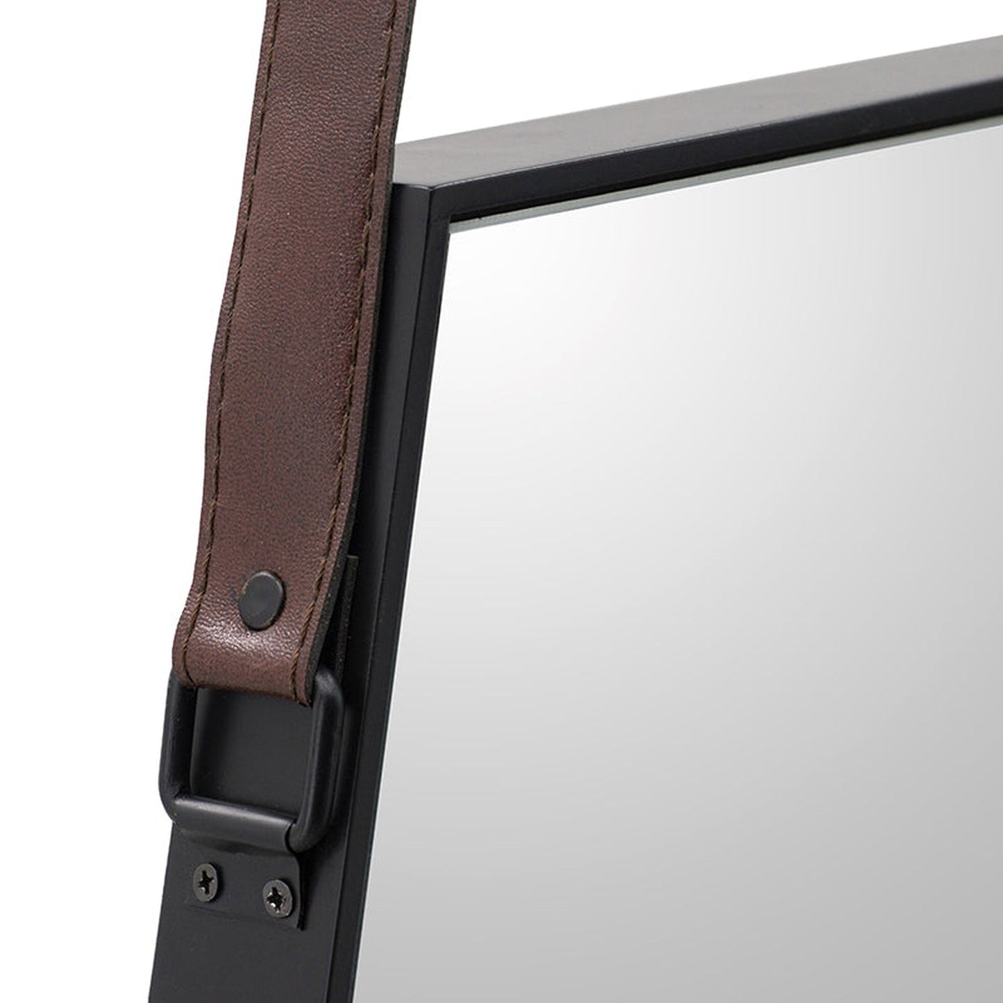 A&B Home 18" x 32" Bundle of 20 Hexagonal-Shaped Black and Silver Frame Wall-Mounted Mirror With Hanging Leather Strap
