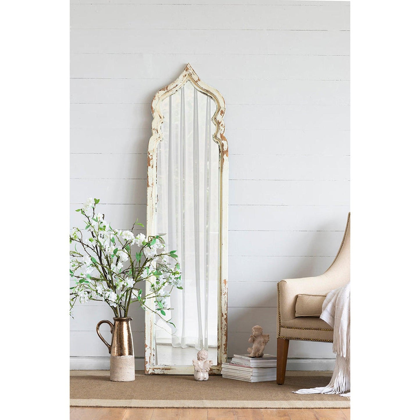 A&B Home 19" x 73" Bundle of 12 Full-Length Weathered White Wood Frame Wall-Mounted Mirror
