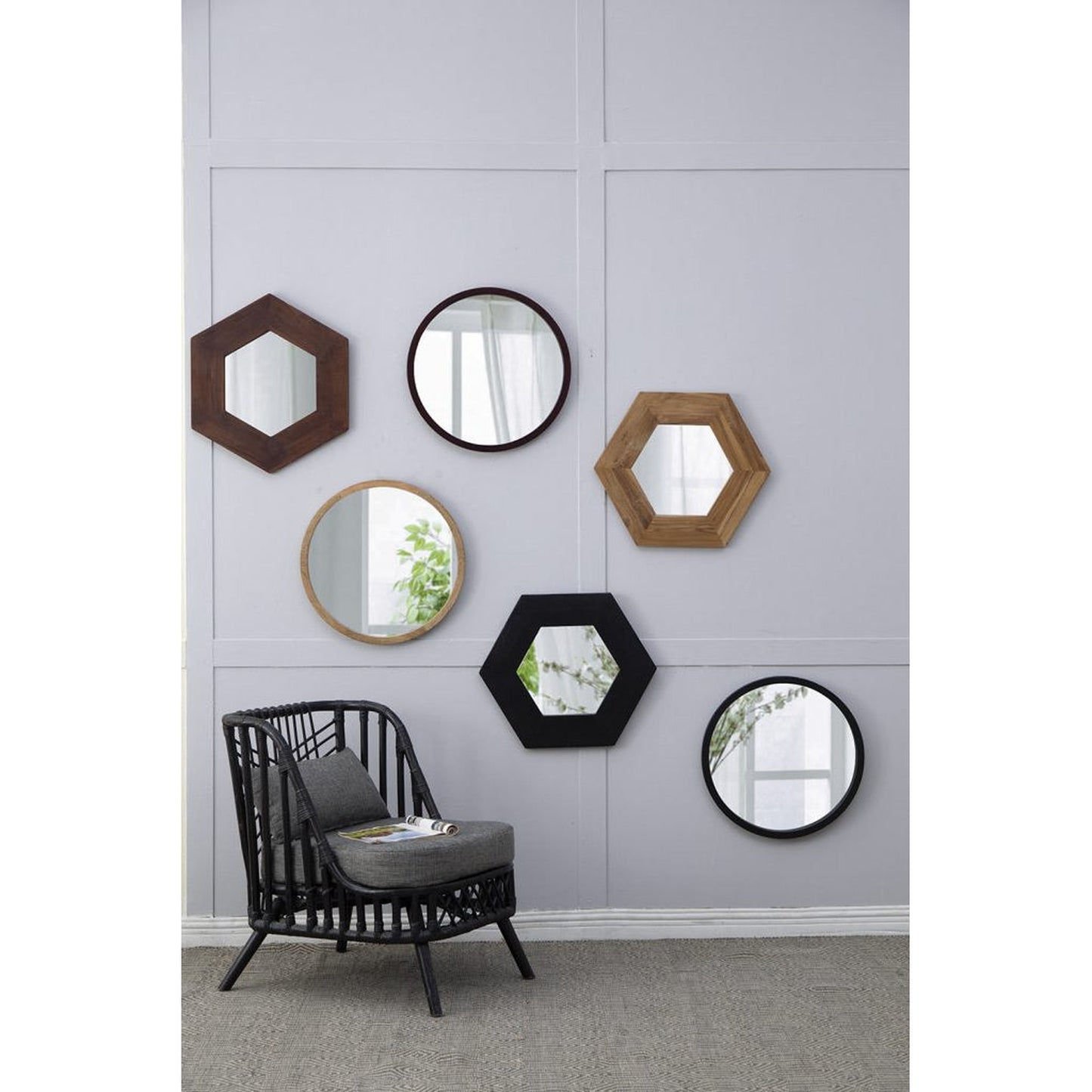 A&B Home 20" x 20" Bundle of 23 Round Black Frame Wall-Mounted Mirror