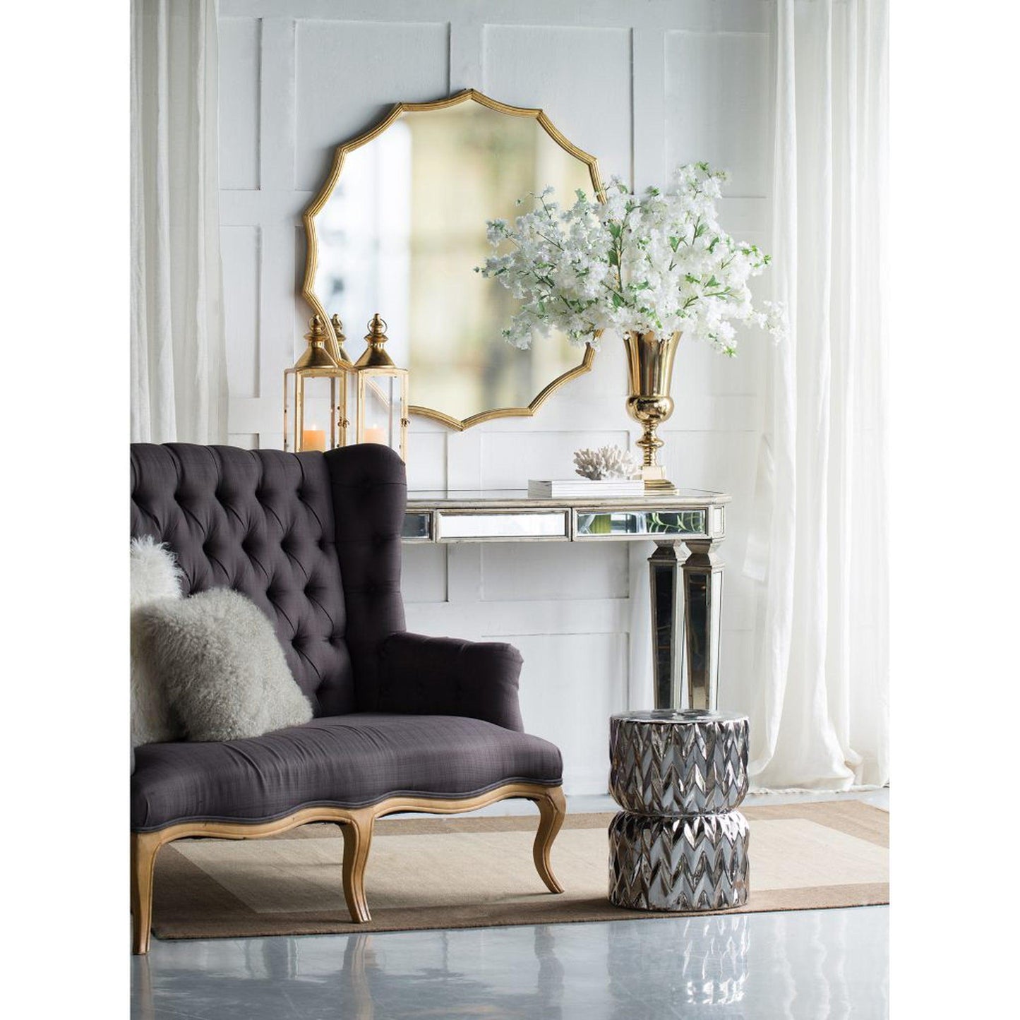 A&B Home 40" x 40" Bundle of 12 Sunburst Shaped Gold Metal Frame Wall-Mounted Mirror