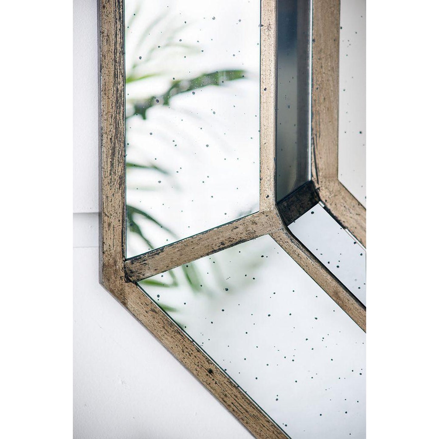 A&B Home 40" x 40" Bundle of 6 Octagonal Distressed Silver Wooden Frame Wall-Mounted Mirror