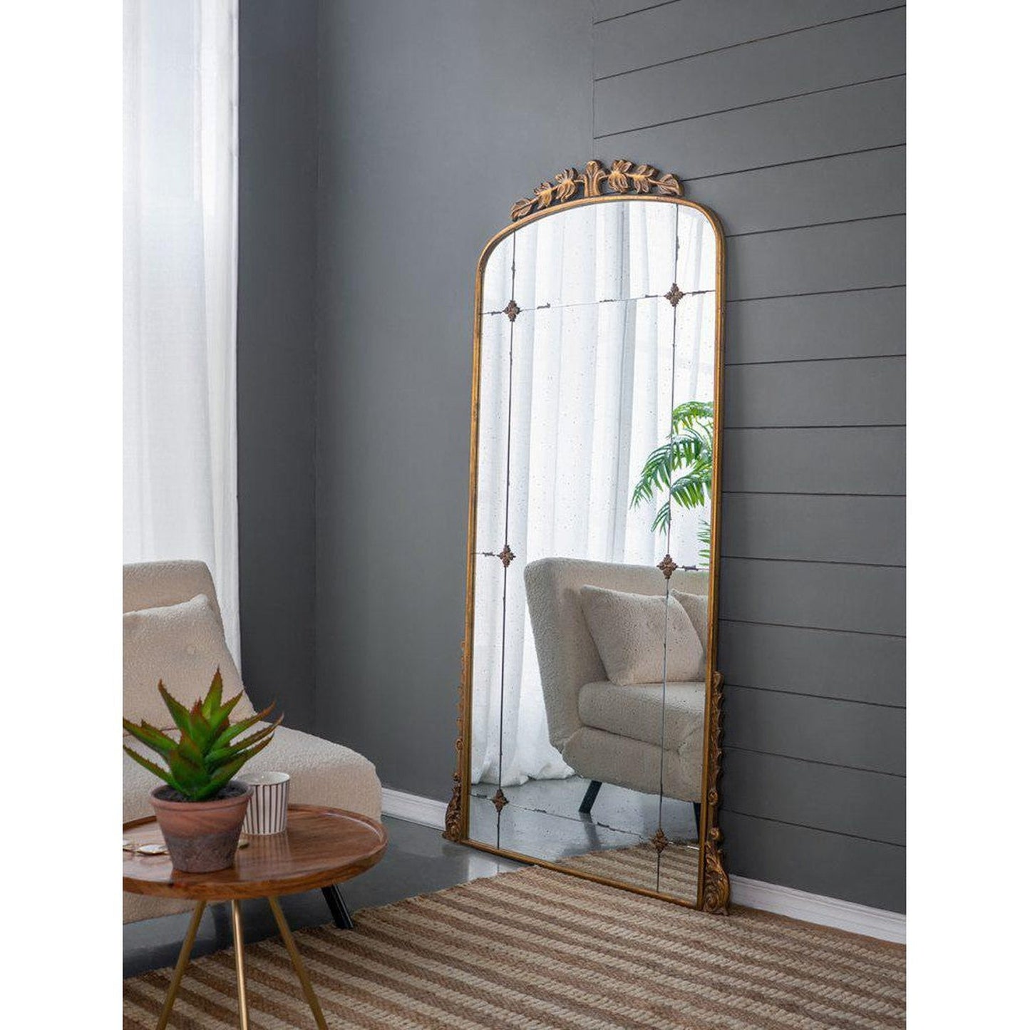 A&B Home 40" x 76" Bundle of 5 Full-Length Arched Gold Framed Decorative Floor Mirror