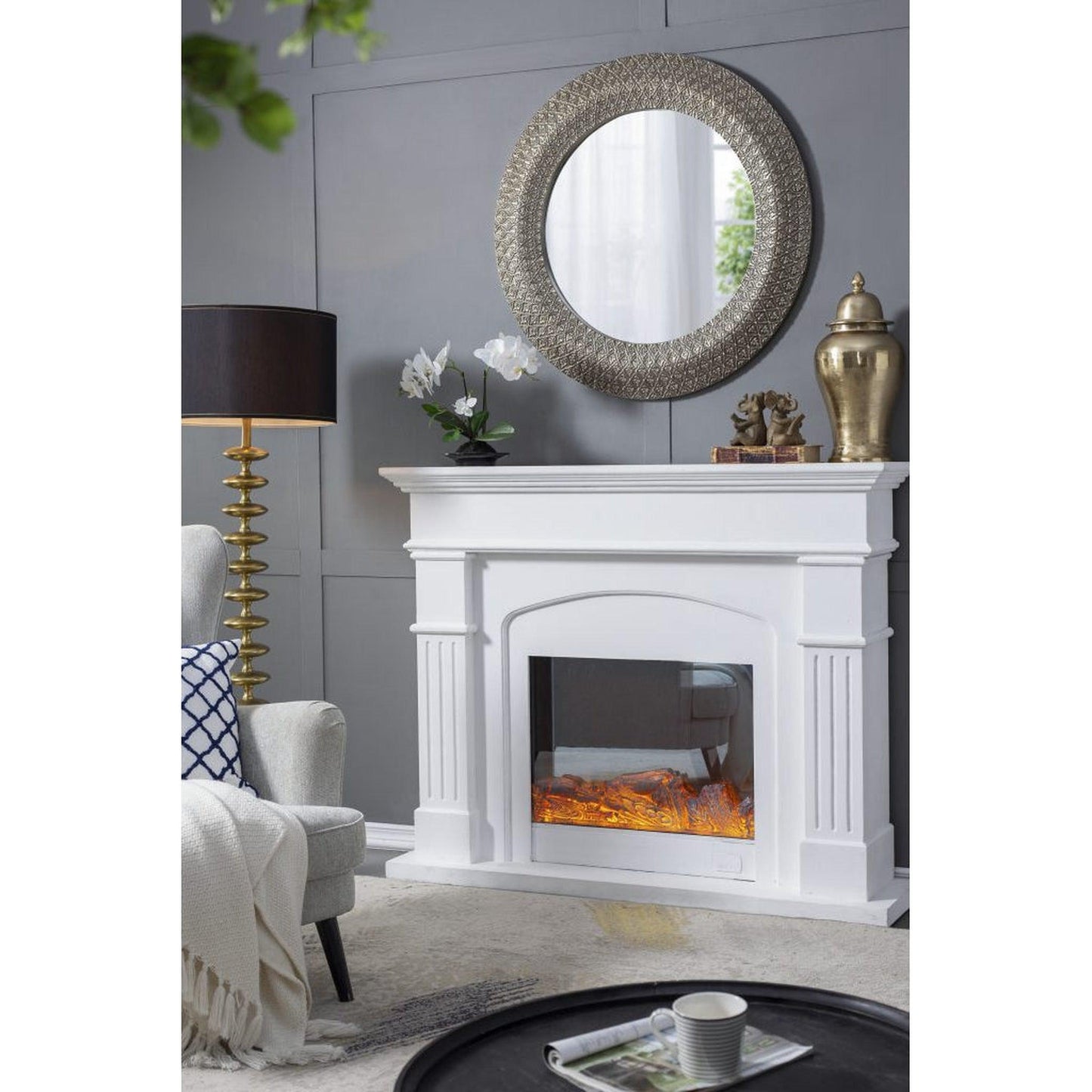 A&B Home Howe 39" x 39" Bundle of 10 Three Dimensional Round Muted Silver Frame Wall-Mounted Mirror