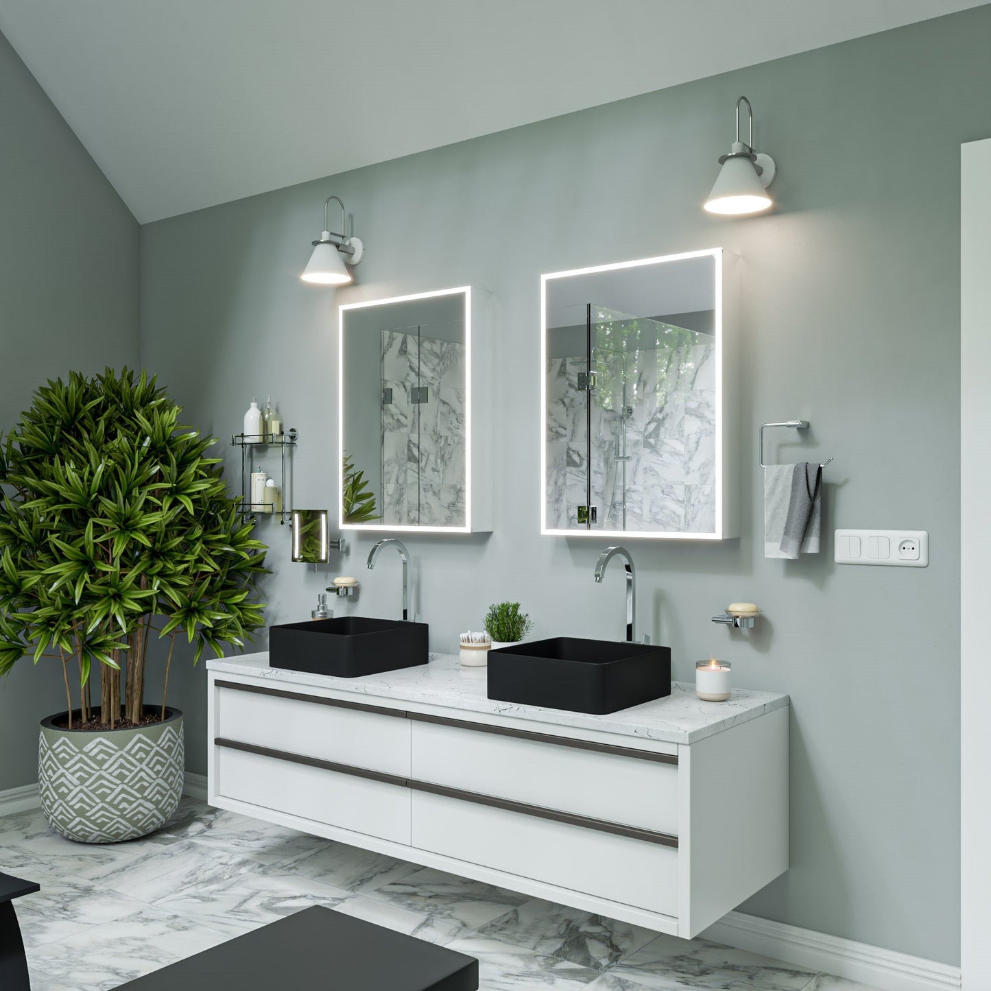 ALFI Brand AB3470-PC Polished Chrome Vessel Gooseneck Spout Brass Bathroom Sink Faucet With Single Lever