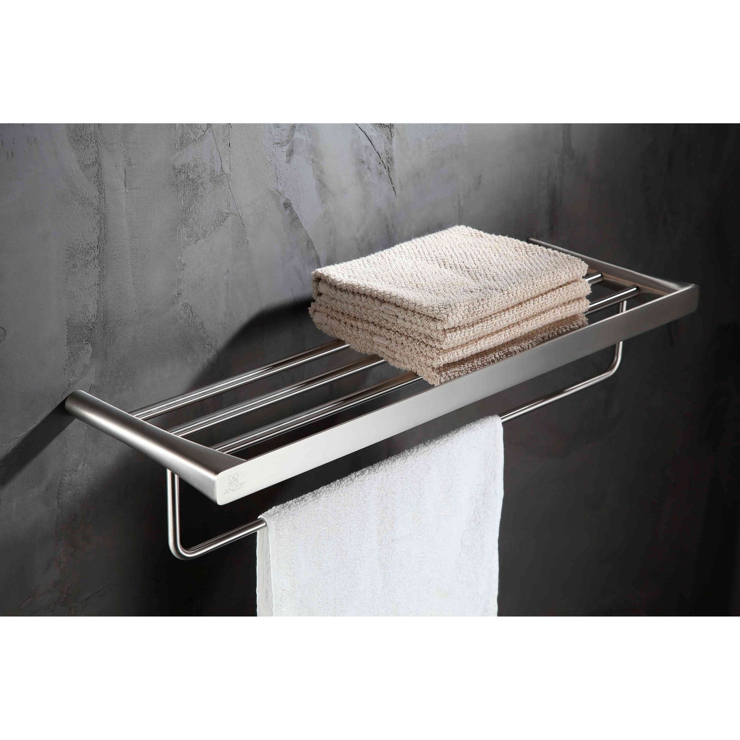 ANZZI Caster 3 Series 25" Wall-Mounted Brushed Nickel 3 Towel Bar With Towel Pole