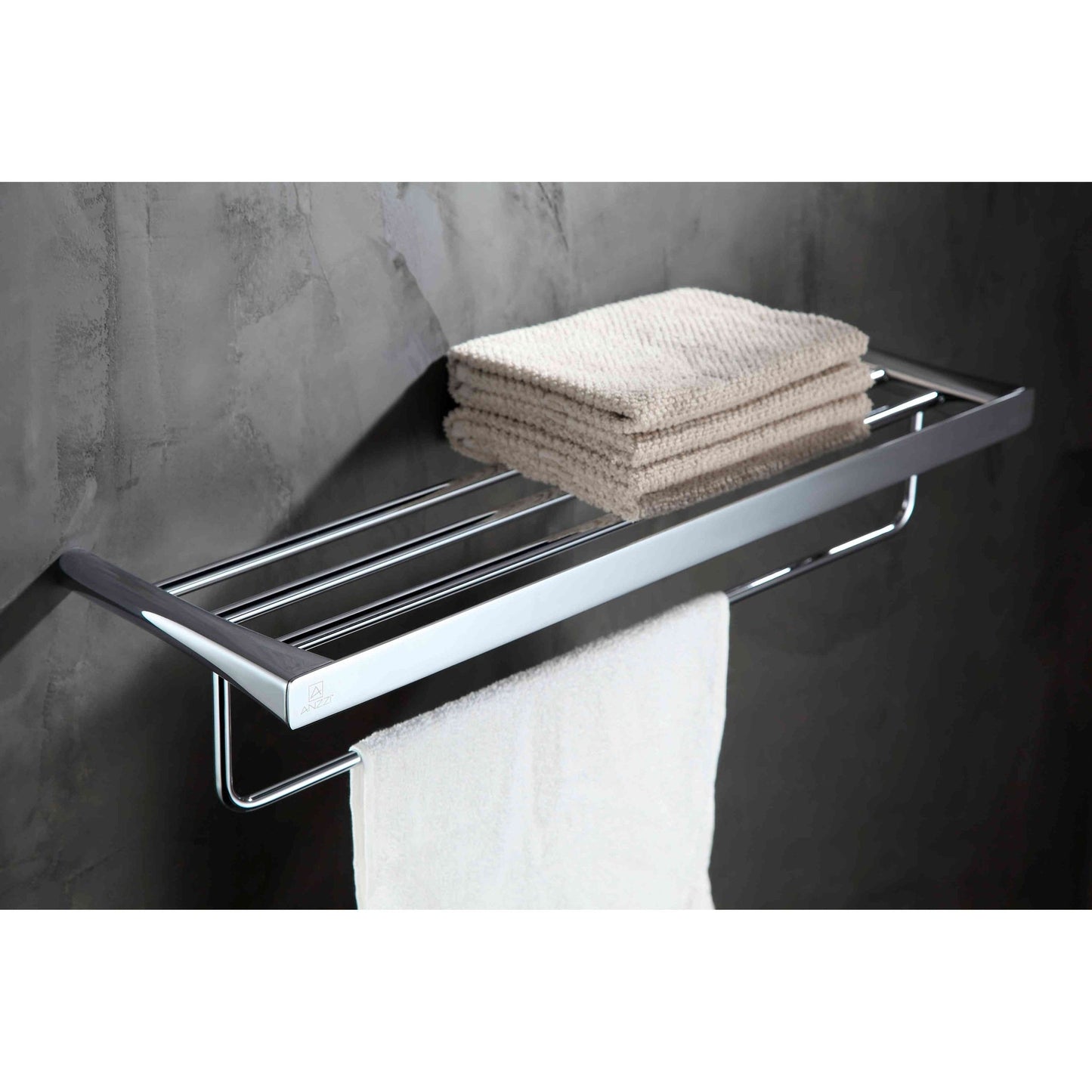 ANZZI Caster 3 Series 25" Wall-Mounted Polished Chrome 3 Towel Bar With Towel Pole
