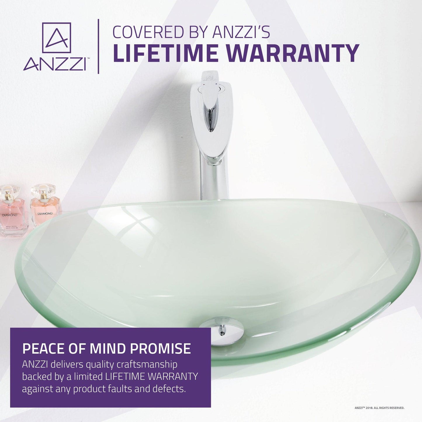 ANZZI Craft Series 21" x 15" Oval Shape Lustrous Frosted Deco-Glass Vessel Sink With Polished Chrome Pop-Up Drain