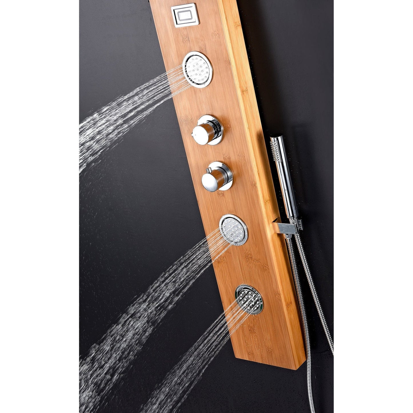 ANZZI Crane Series 60" Tan 3-Jetted Full Body Shower Panel With Heavy Rain Shower Head and Euro-Grip Hand Sprayer