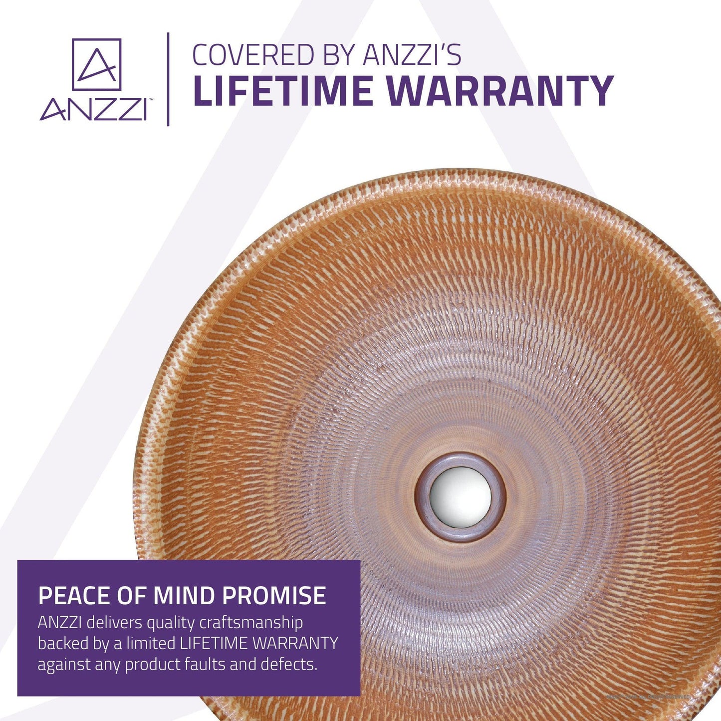 ANZZI Earthen Series 16" x 16" Round Beige Deco-Glass Vessel Sink With Polished Chrome Pop-Up Drain