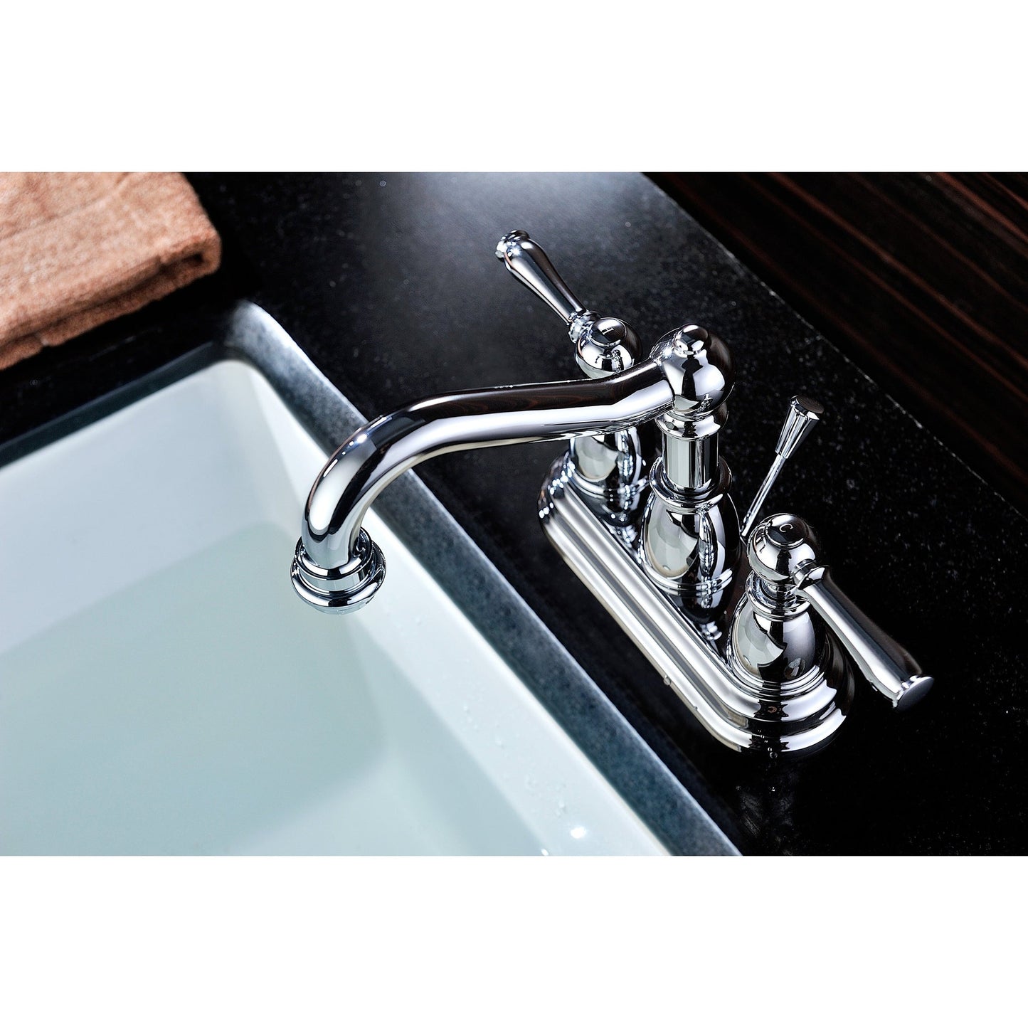ANZZI Edge Series 4" Centerset Polished Chrome Mid-Arc Bathroom Sink Faucet