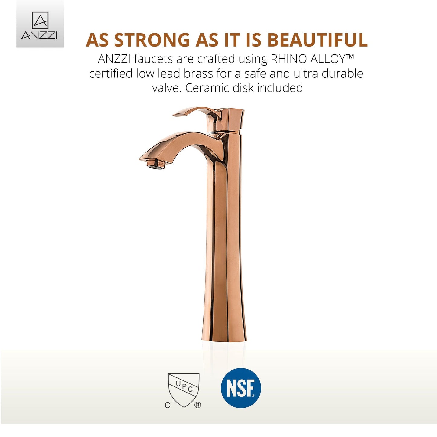 ANZZI Harmony Series 9" Single Hole Rose Gold Bathroom Sink Faucet