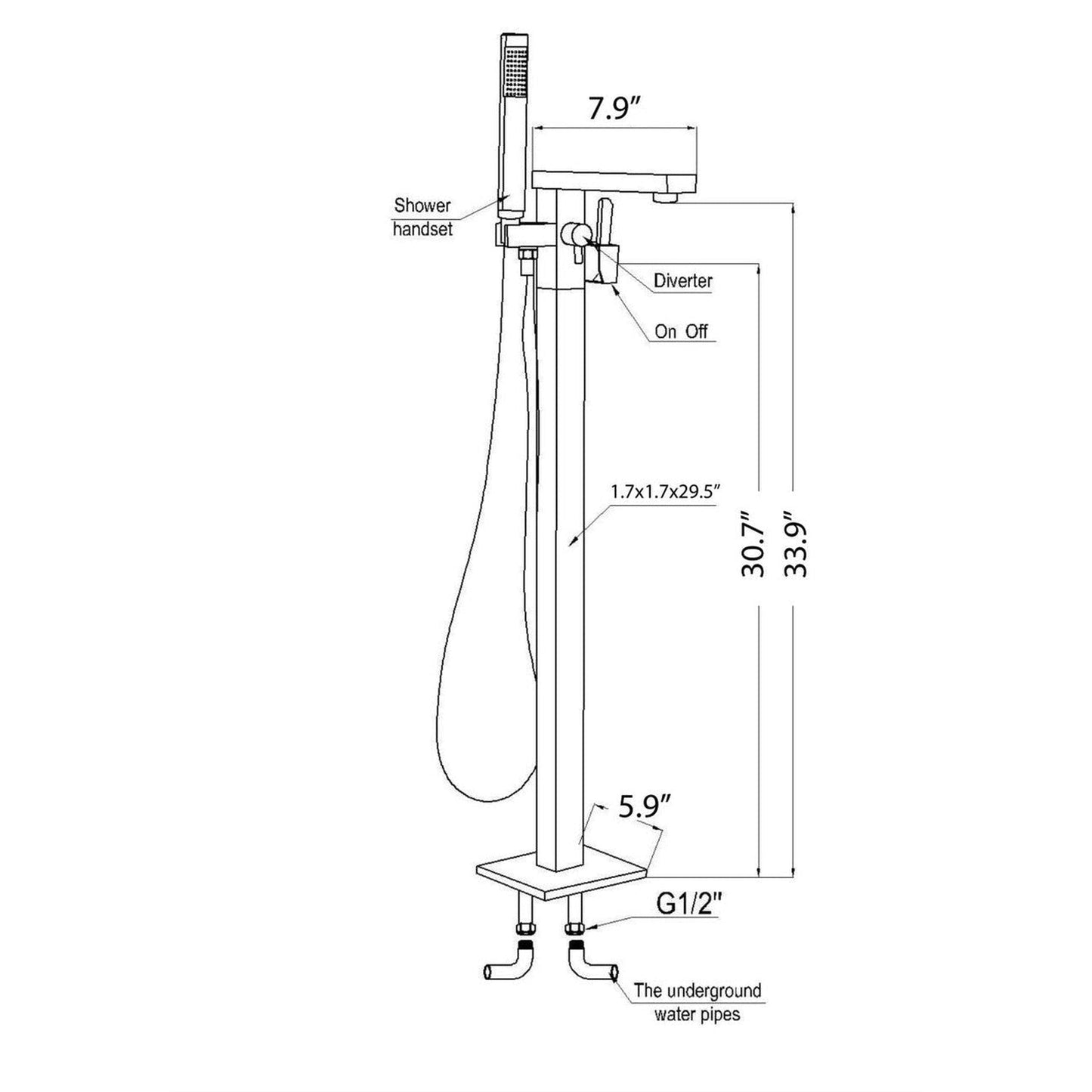 ANZZI Khone Series 2-Handle Brushed Nickel Clawfoot Tub Faucet With Euro-Grip Handheld Sprayer