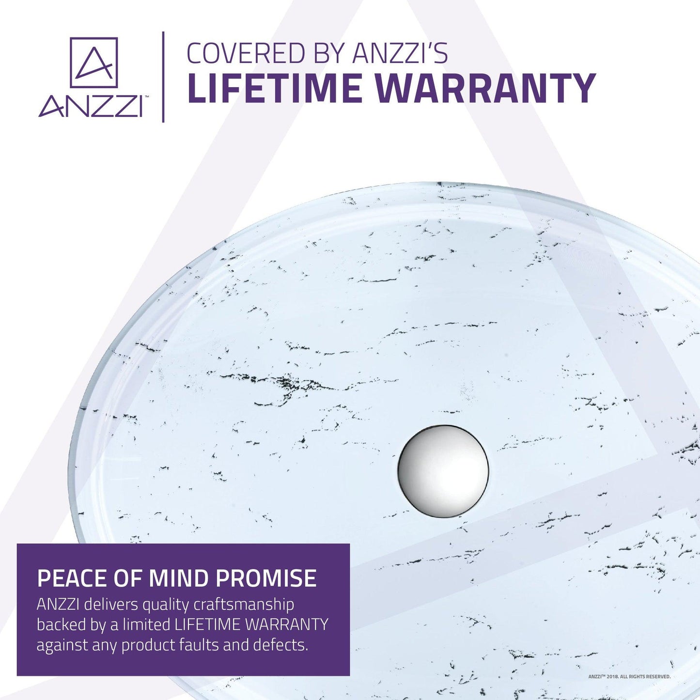 ANZZI Lepea Series 20" x 15" Oval Shape Marbled White Vessel Sink With Polished Chrome Pop-Up Drain