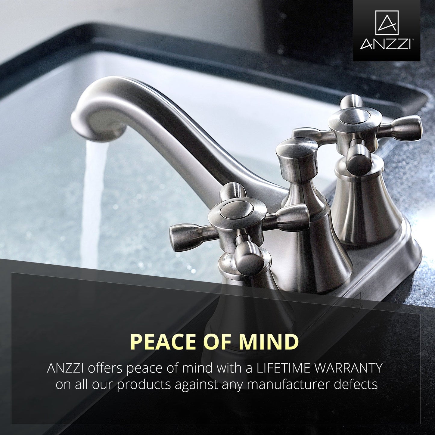ANZZI Major Series 3" Centerset Brushed Nickel Mid-Arc Bathroom Sink Faucet