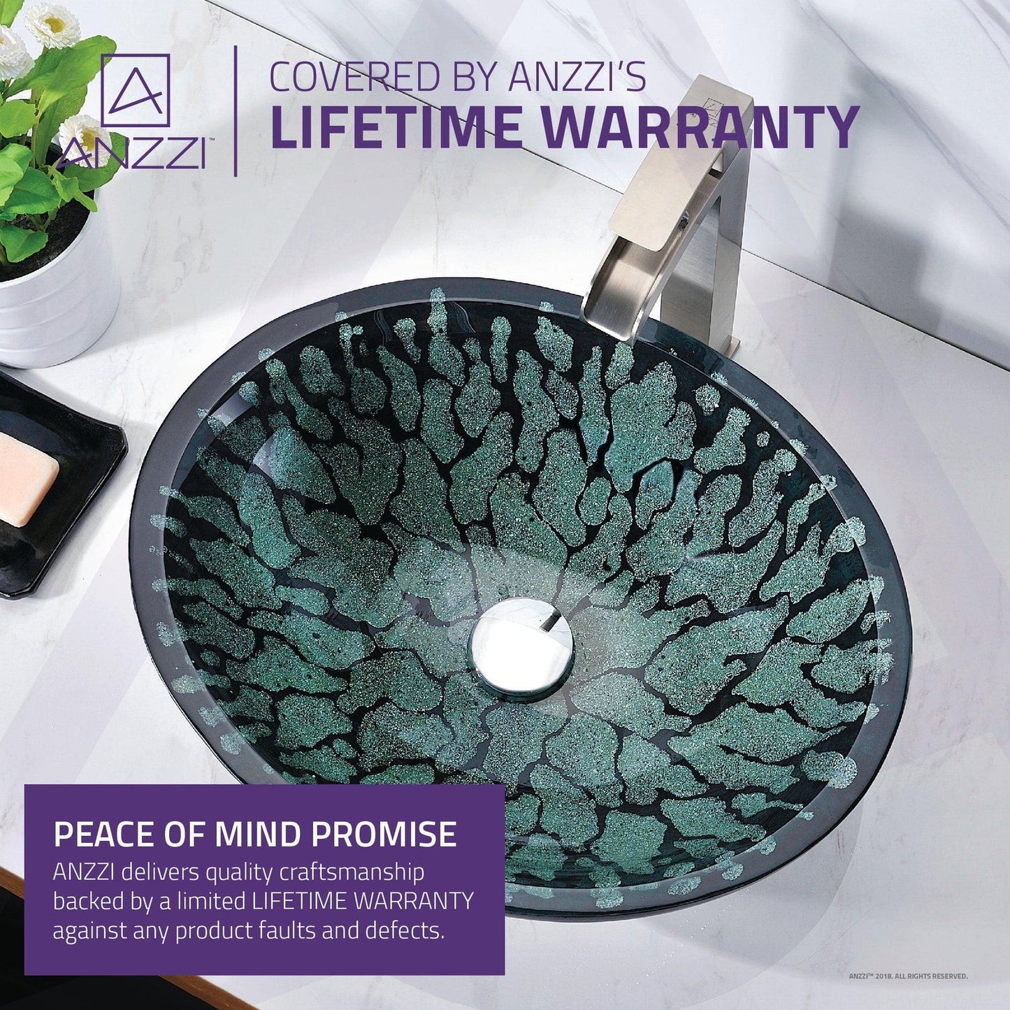 ANZZI Patuvendi Series 19" x 16" Oval Shaped Lustrous Black Deco-Glass Vessel Sink With Polished Chrome Pop-Up Drain