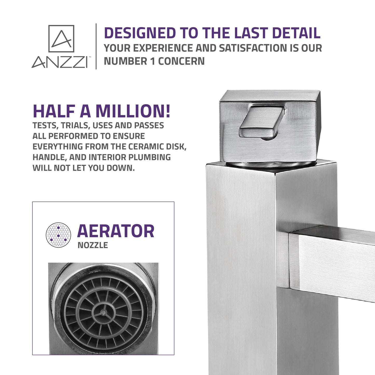 ANZZI Pygmy Series 5" Single Hole Brushed Nickel Bathroom Sink Faucet