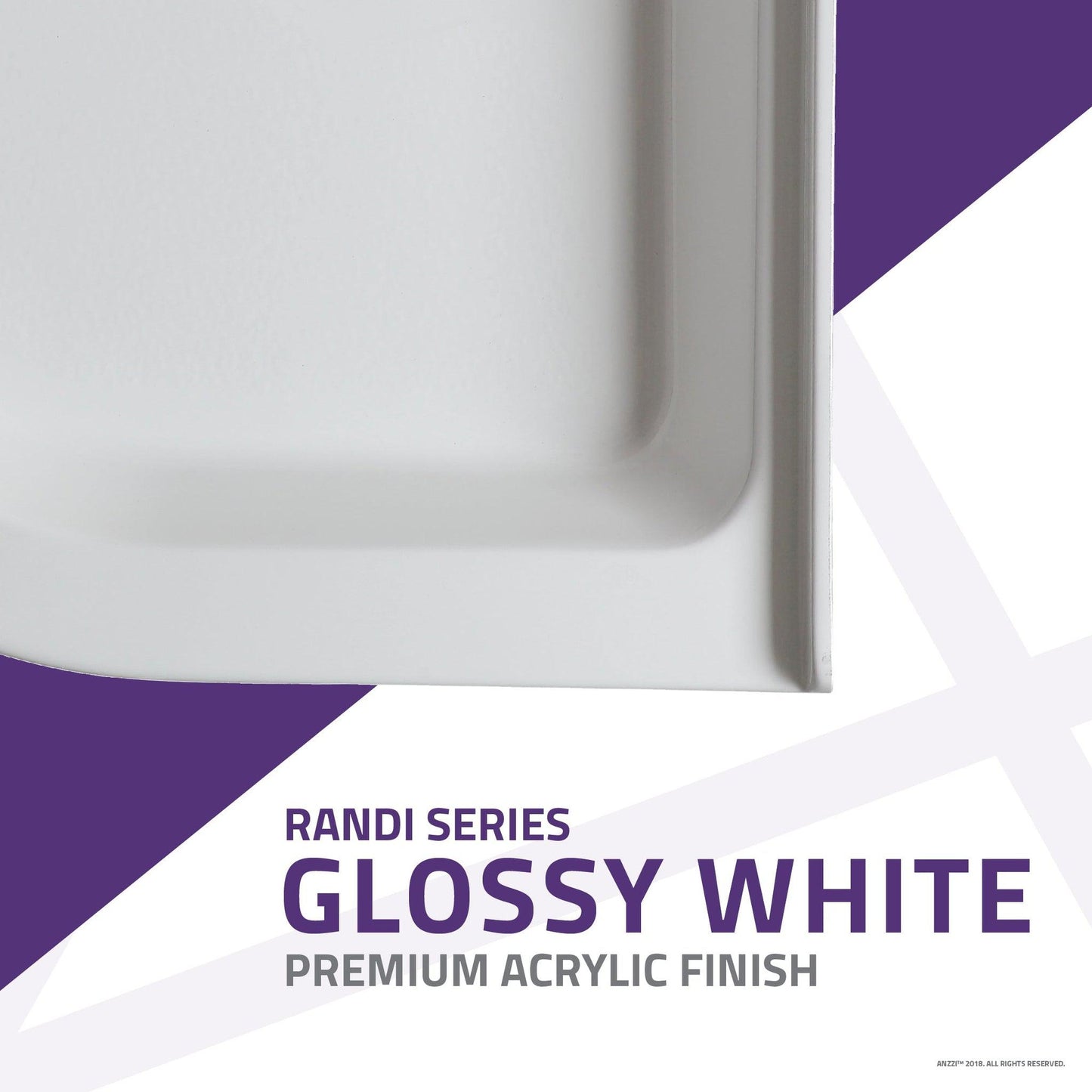 ANZZI Randi Series 32" x 32" Center Drain Neo-Round Double Threshold White Shower Base With Built-in Tile Flange