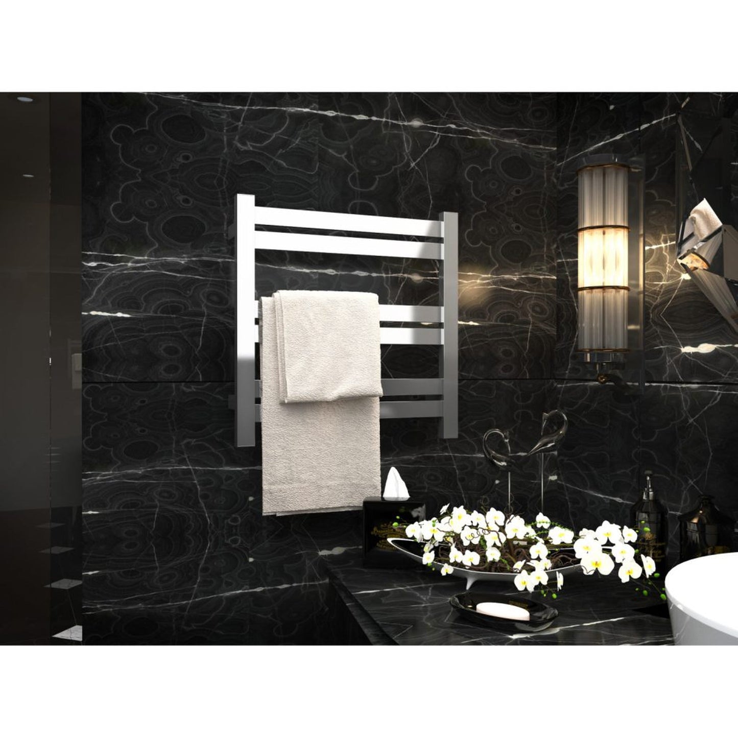 ANZZI Starling Series Polished Chrome 6-Bar Stainless Steel Wall-Mounted Electric Towel Warmer Rack