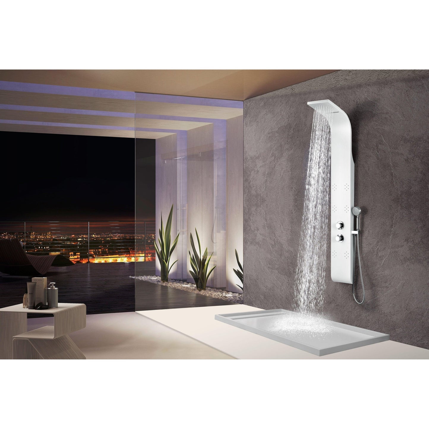ANZZI Swan Series 64" White 6-Jetted Full Body Shower Panel With Heavy Rain Shower Head and Euro-Grip Hand Sprayer