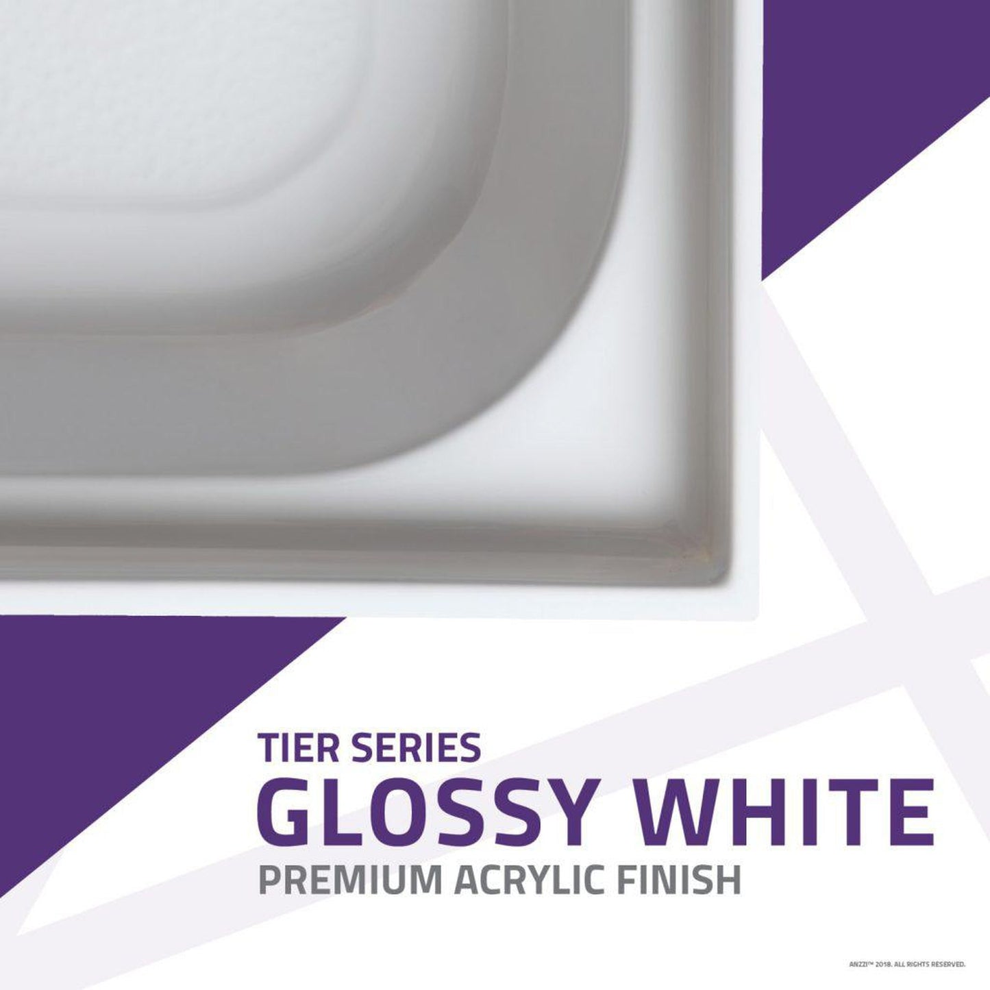 ANZZI Tier Series 36" x 60" Right Drain Single Threshold White Shower Base With Built-in Tile Flange