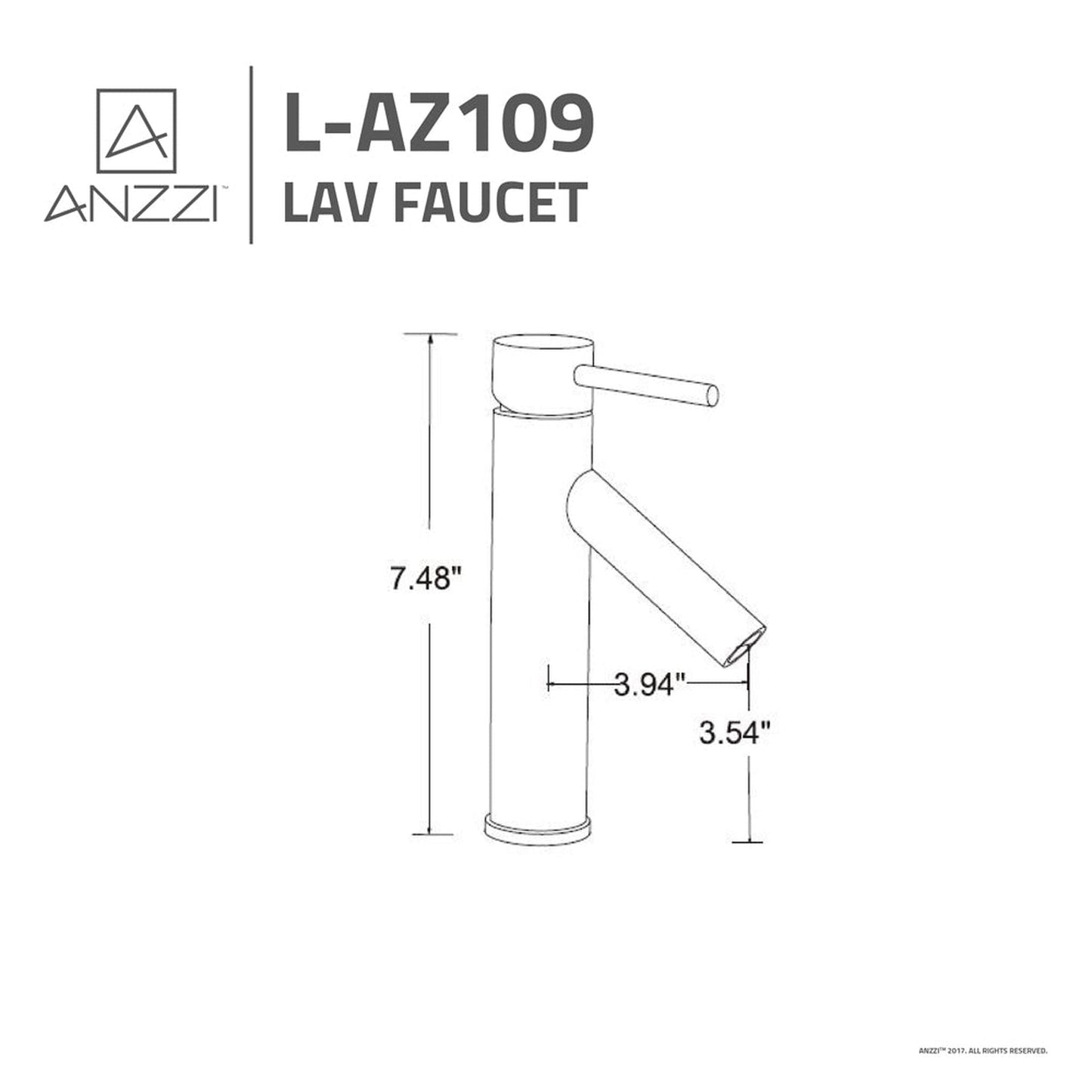 ANZZI Valle Series 3" Single Hole Brushed Nickel Bathroom Sink Faucet