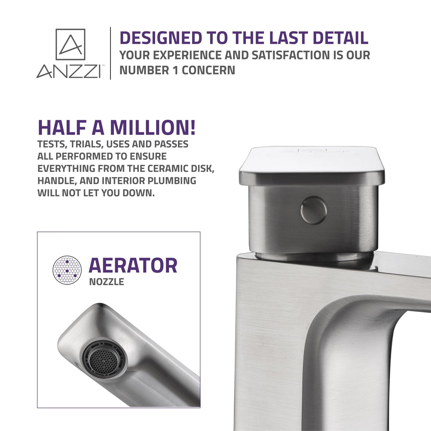 ANZZI Vibra Series 9" Single Hole Brushed Nickel Bathroom Sink Faucet