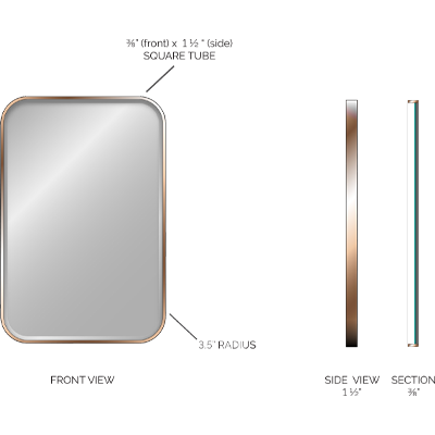 Afina Curve 30" x 36" Rectangular Bevel Satin Brass Mirror With Radius Corners