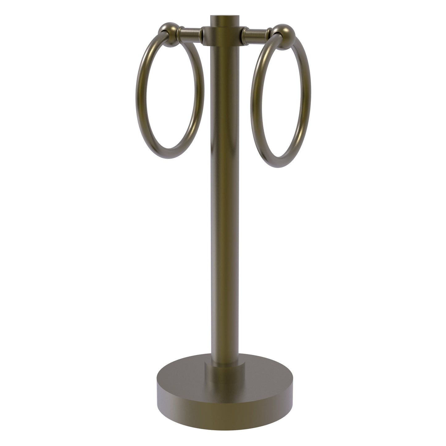 Allied Brass 953 5" x 5" Antique Brass Solid Brass Vanity Top 2-Ring Guest Towel Holder