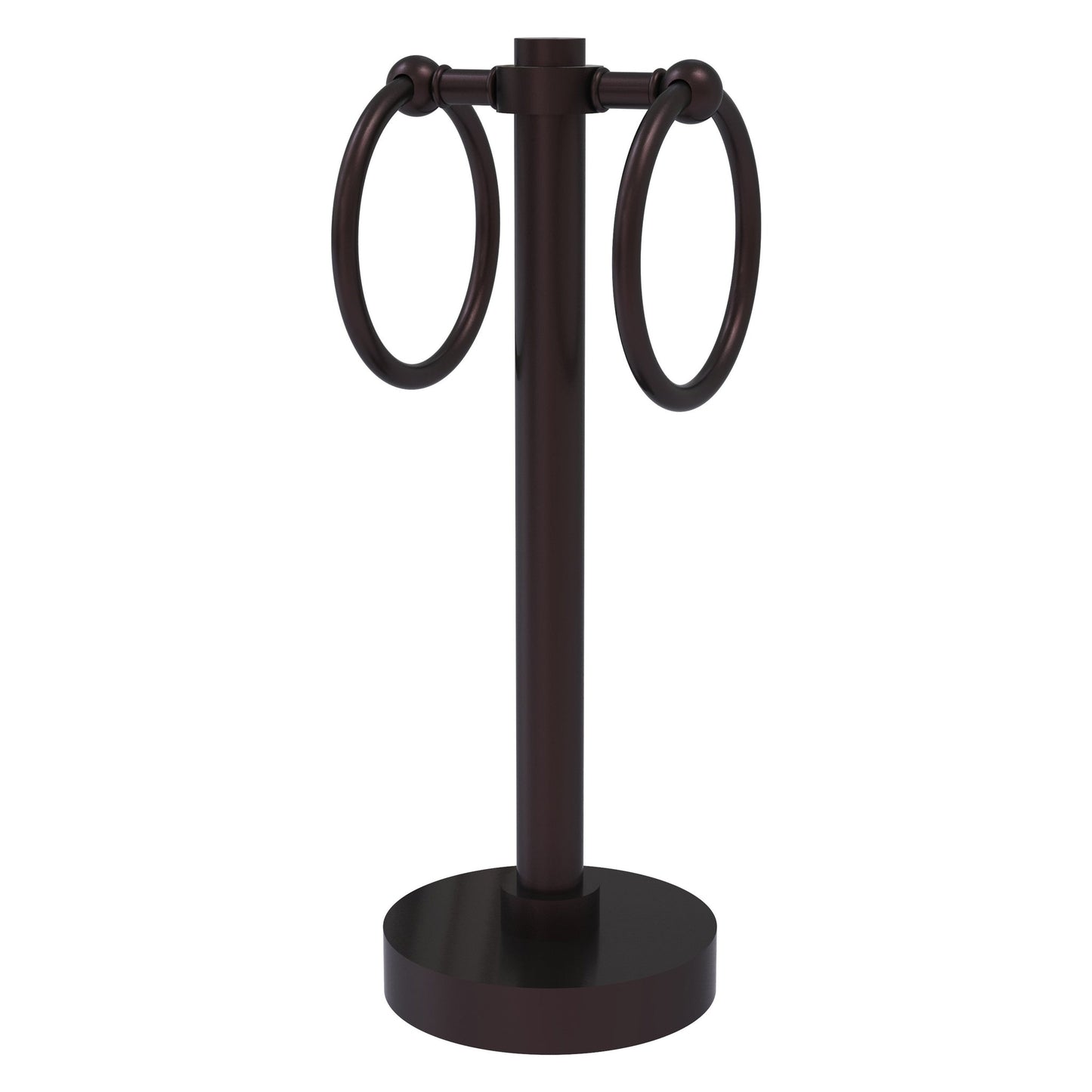 Allied Brass 953 5" x 5" Antique Bronze Solid Brass Vanity Top 2-Ring Guest Towel Holder