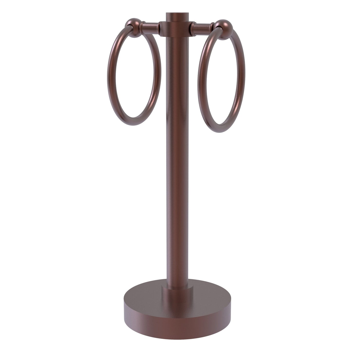 Allied Brass 953 5" x 5" Antique Copper Solid Brass Vanity Top 2-Ring Guest Towel Holder