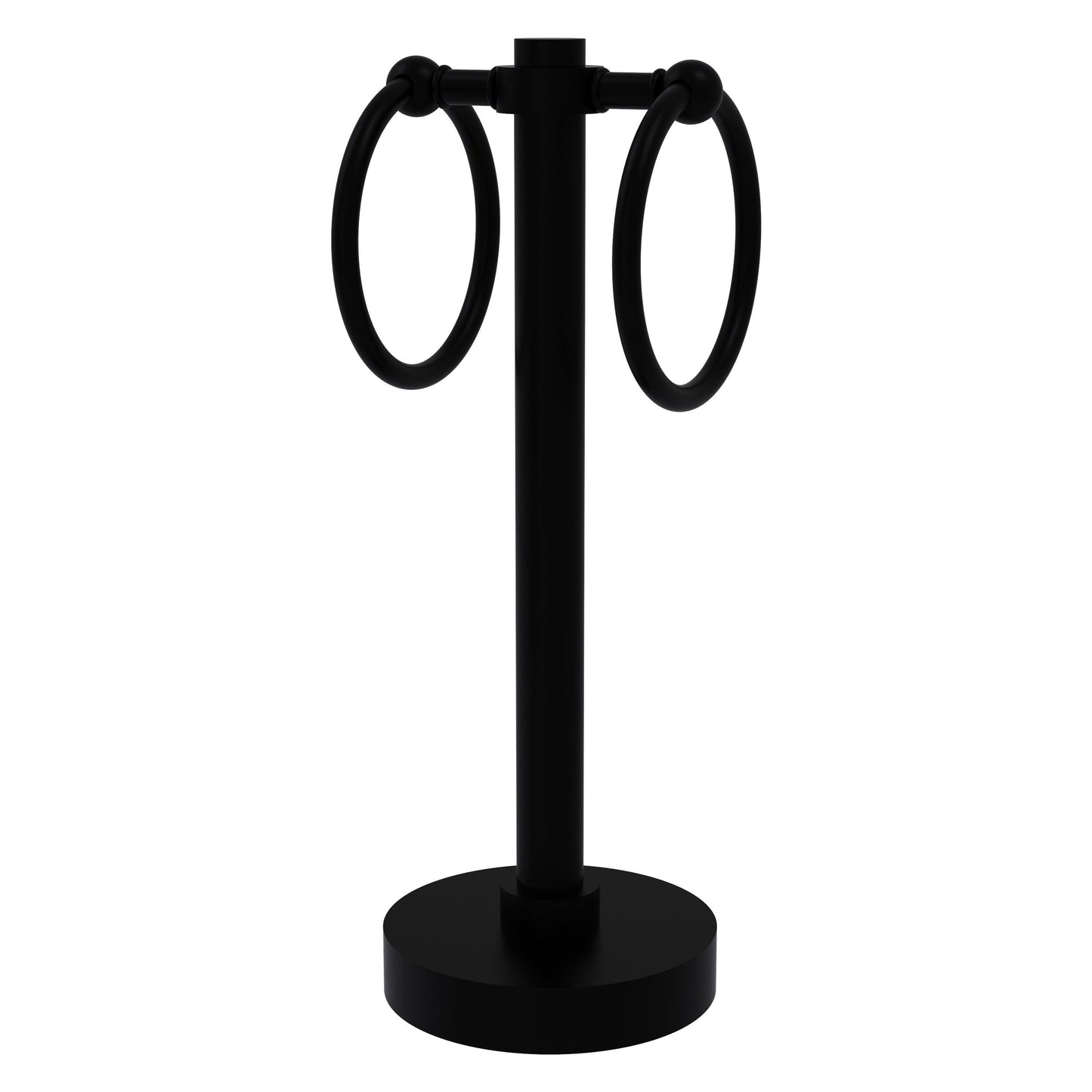 Allied Brass 953 5" x 5" Matte Black Solid Brass Vanity Top 2-Ring Guest Towel Holder