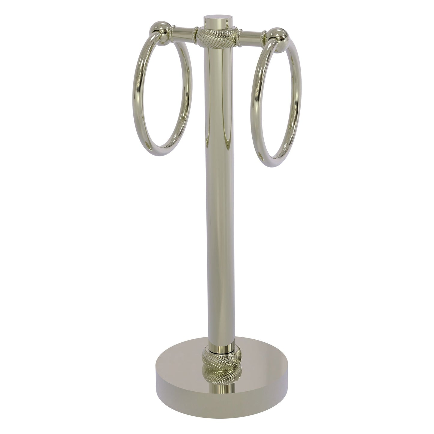 Allied Brass 953T 5" x 5" Polished Nickel Solid Brass Vanity Top 2-Ring Guest Towel Holder With Twisted Accents