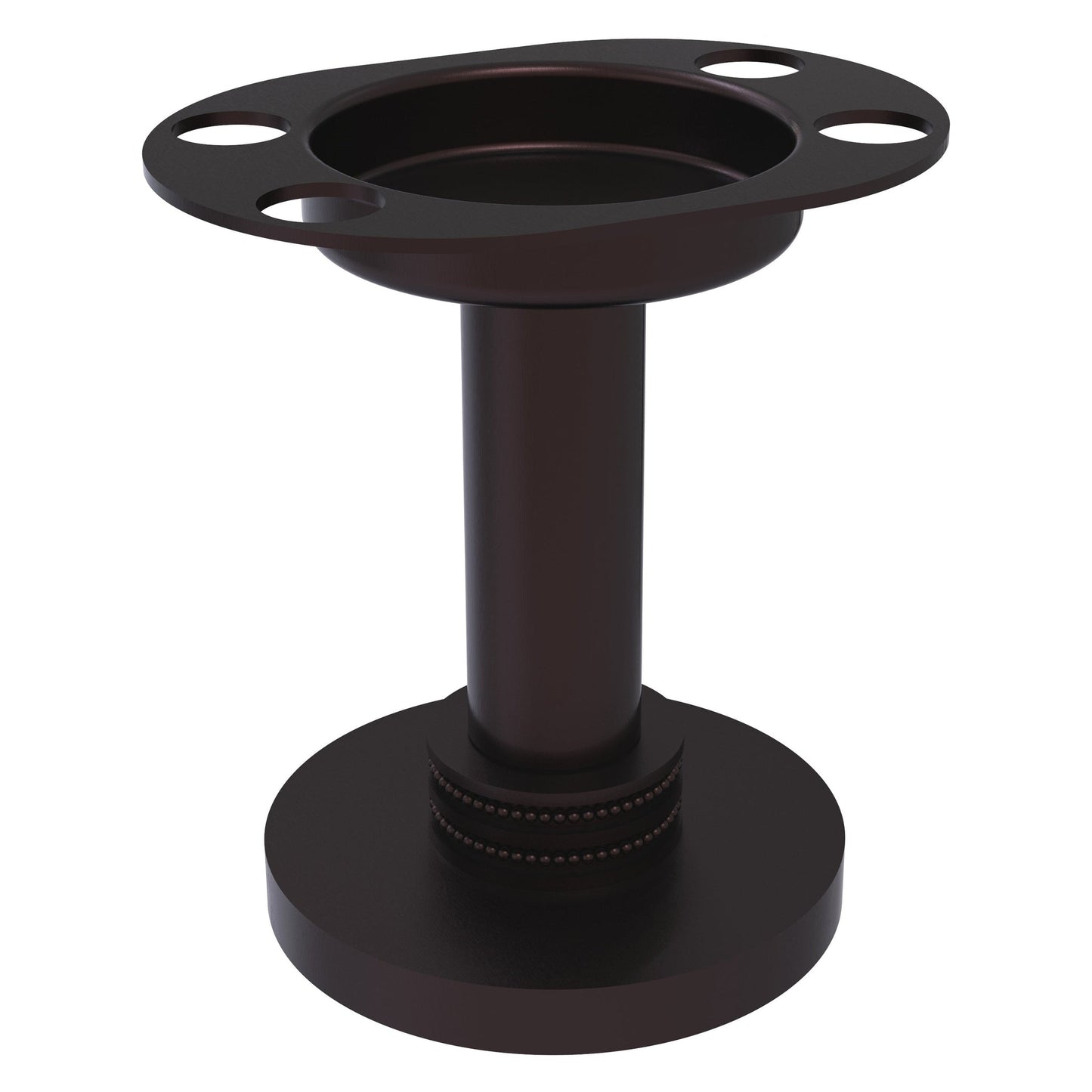 Allied Brass 955D 4" Antique Bronze Solid Brass Vanity Top Tumbler and Toothbrush Holder With Dotted Accents