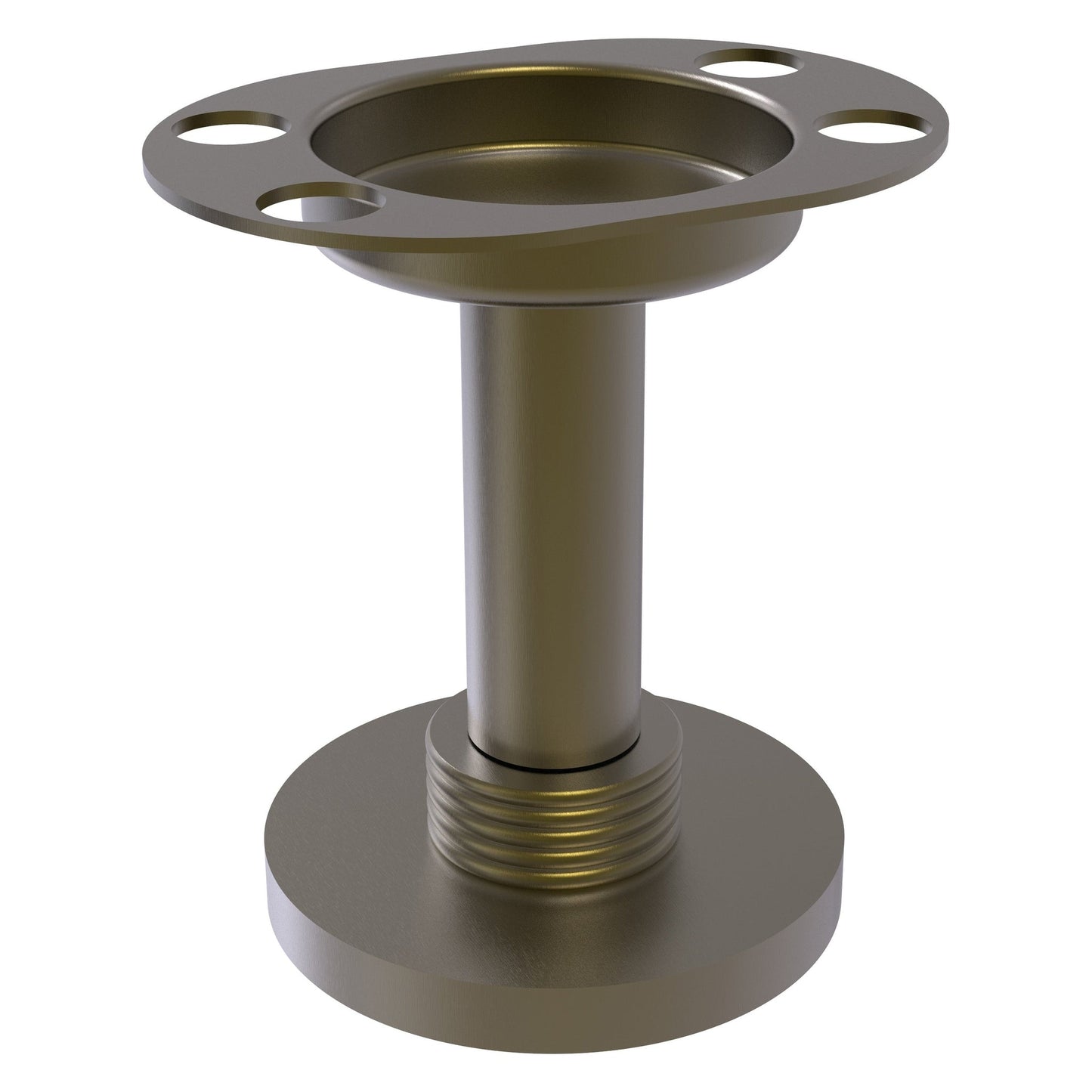 Allied Brass 955G 4" Antique Brass Solid Brass Vanity Top Tumbler and Toothbrush Holder With Grooved Accents