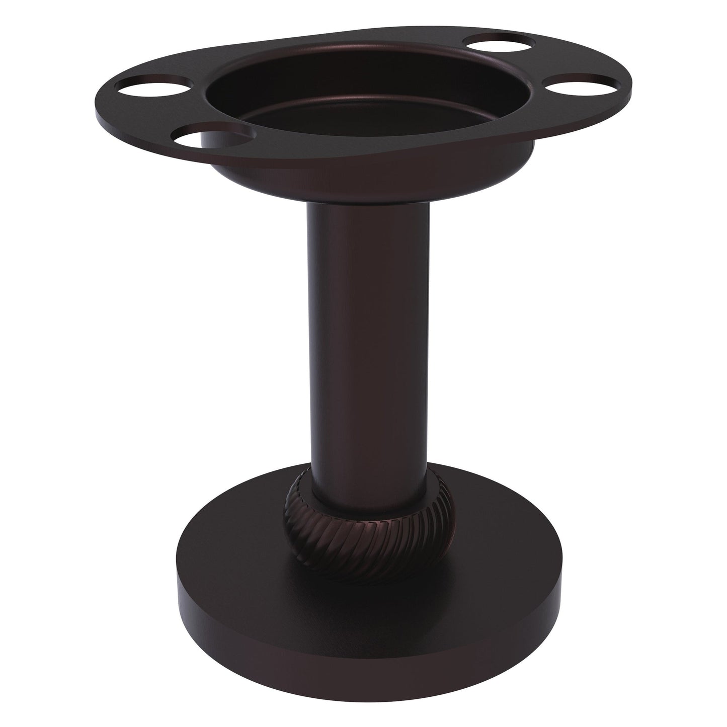Allied Brass 955T 4" Antique Bronze Solid Brass Vanity Top Tumbler and Toothbrush Holder With Twisted Accents