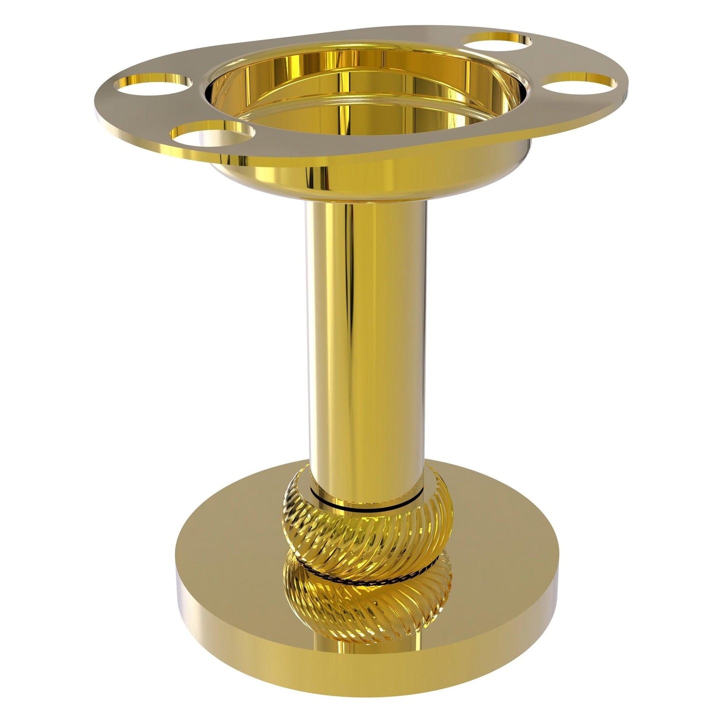 Allied Brass 955T 4" Polished Brass Solid Brass Vanity Top Tumbler and Toothbrush Holder With Twisted Accents