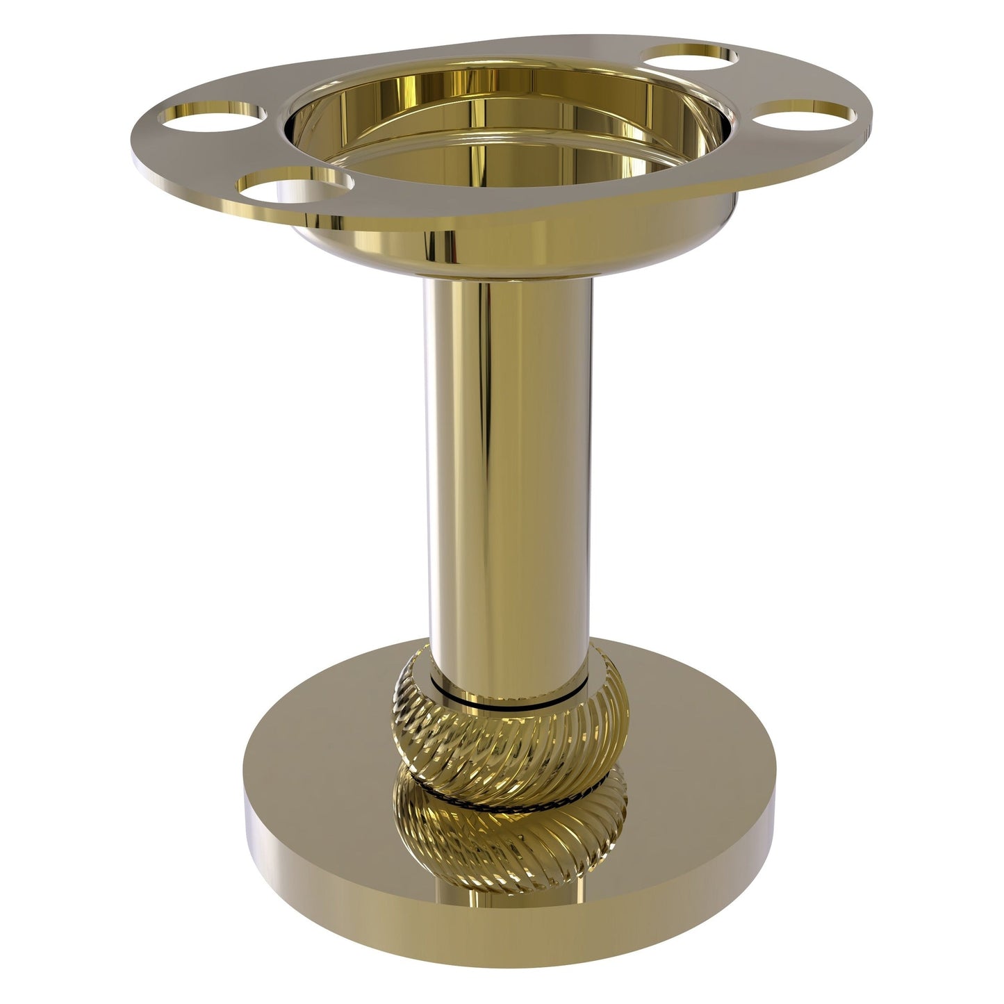 Allied Brass 955T 4" Unlacquered Brass Solid Brass Vanity Top Tumbler and Toothbrush Holder With Twisted Accents