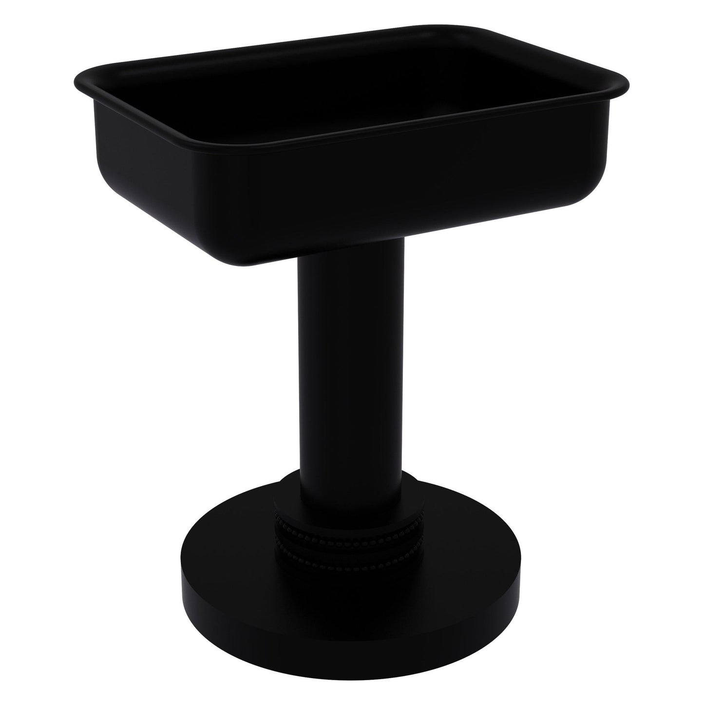 Allied Brass 956D 5" x 4" Matte Black Solid Brass Vanity Top Soap Dish With Dotted Accents