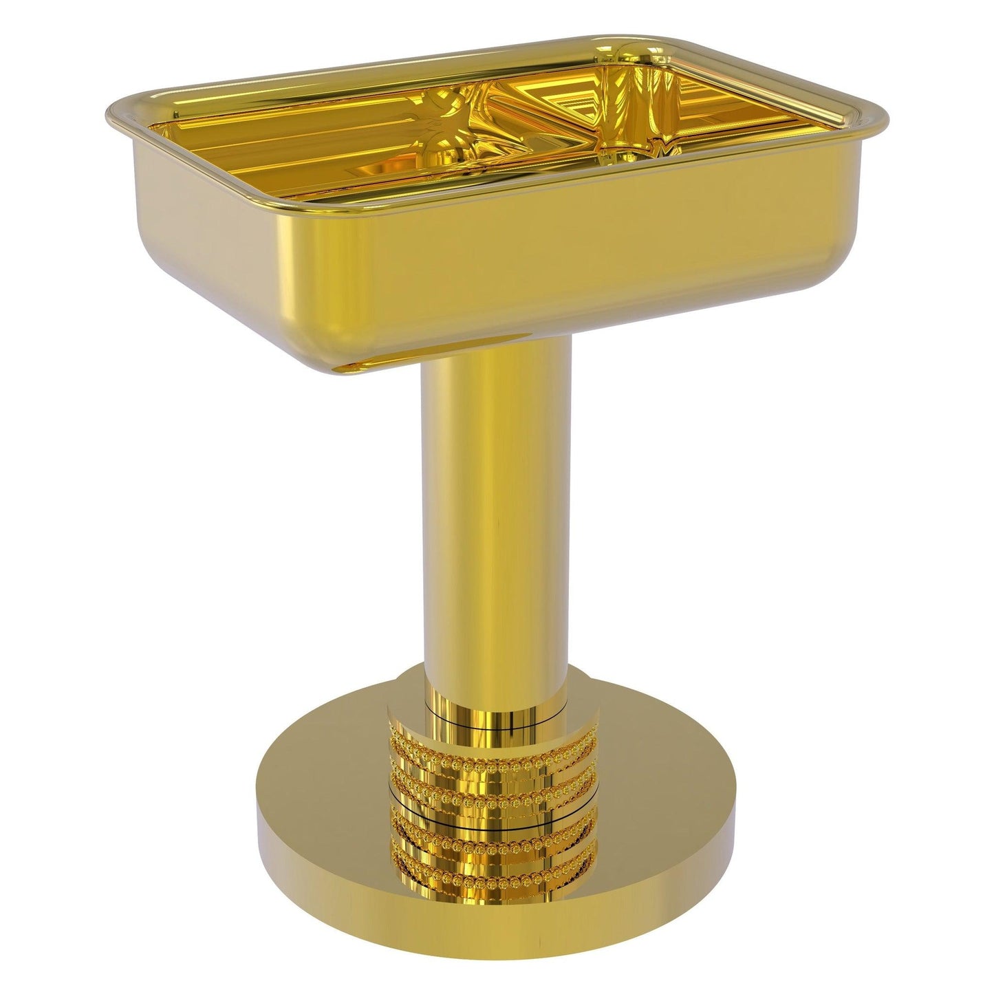 Allied Brass 956D 5" x 4" Polished Brass Solid Brass Vanity Top Soap Dish With Dotted Accents