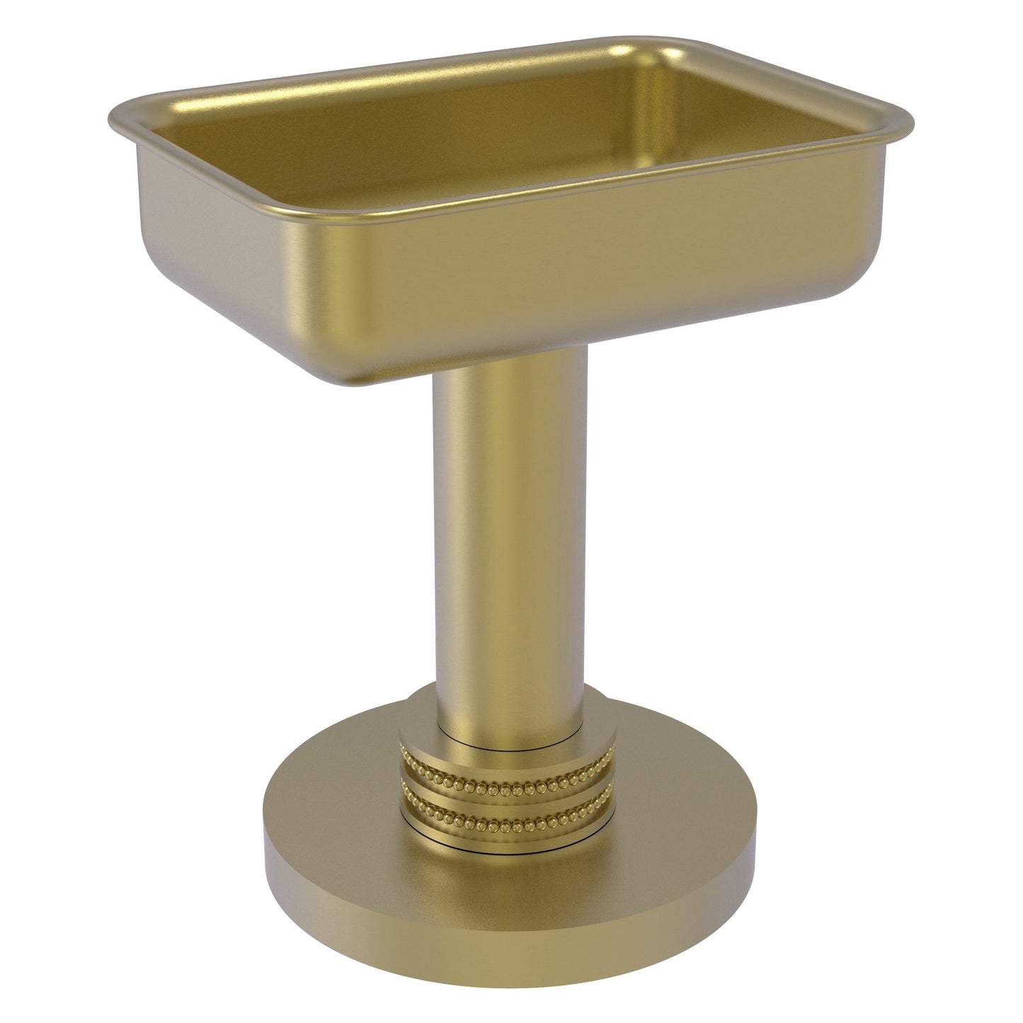 Allied Brass 956D 5" x 4" Satin Brass Solid Brass Vanity Top Soap Dish With Dotted Accents