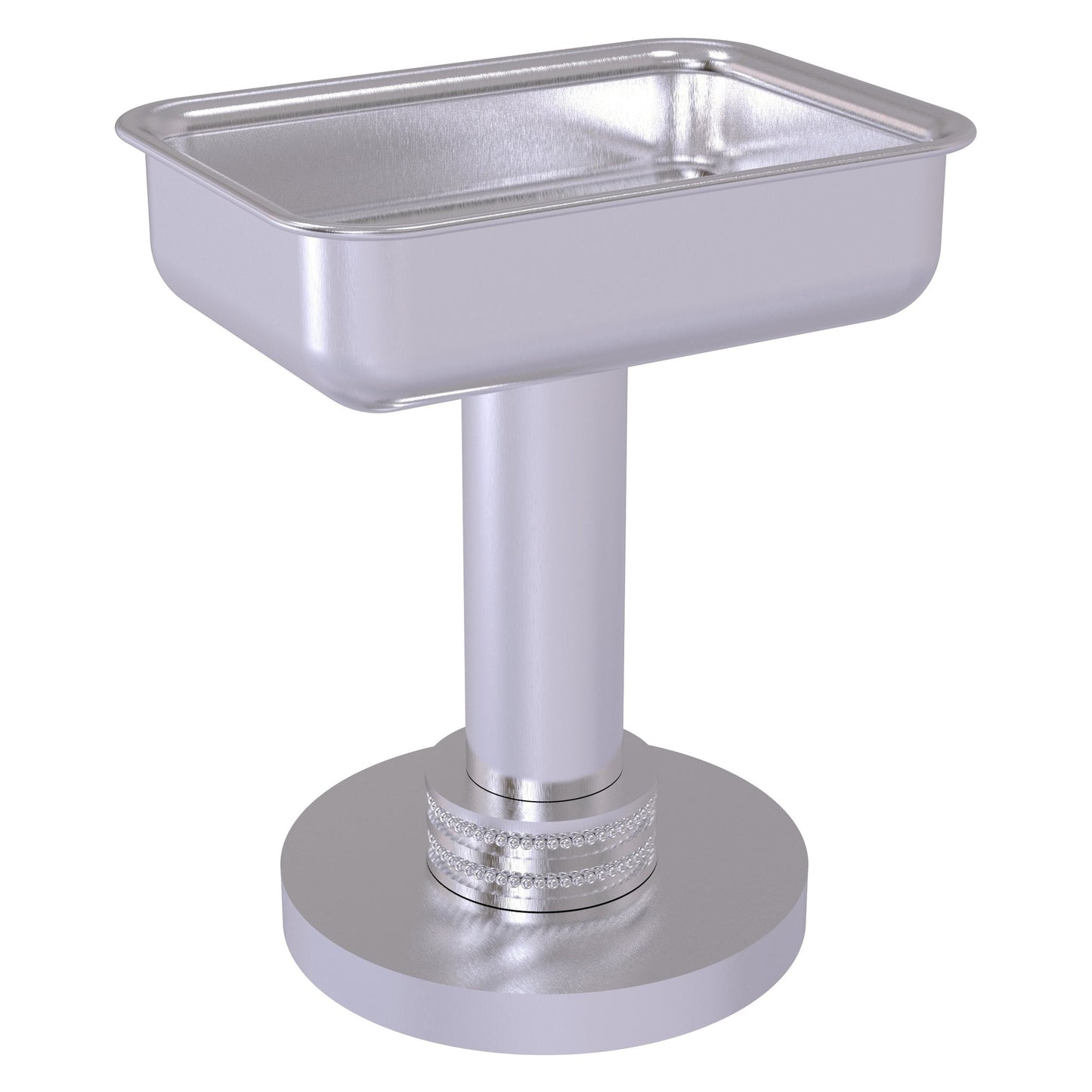 Allied Brass 956D 5" x 4" Satin Chrome Solid Brass Vanity Top Soap Dish With Dotted Accents