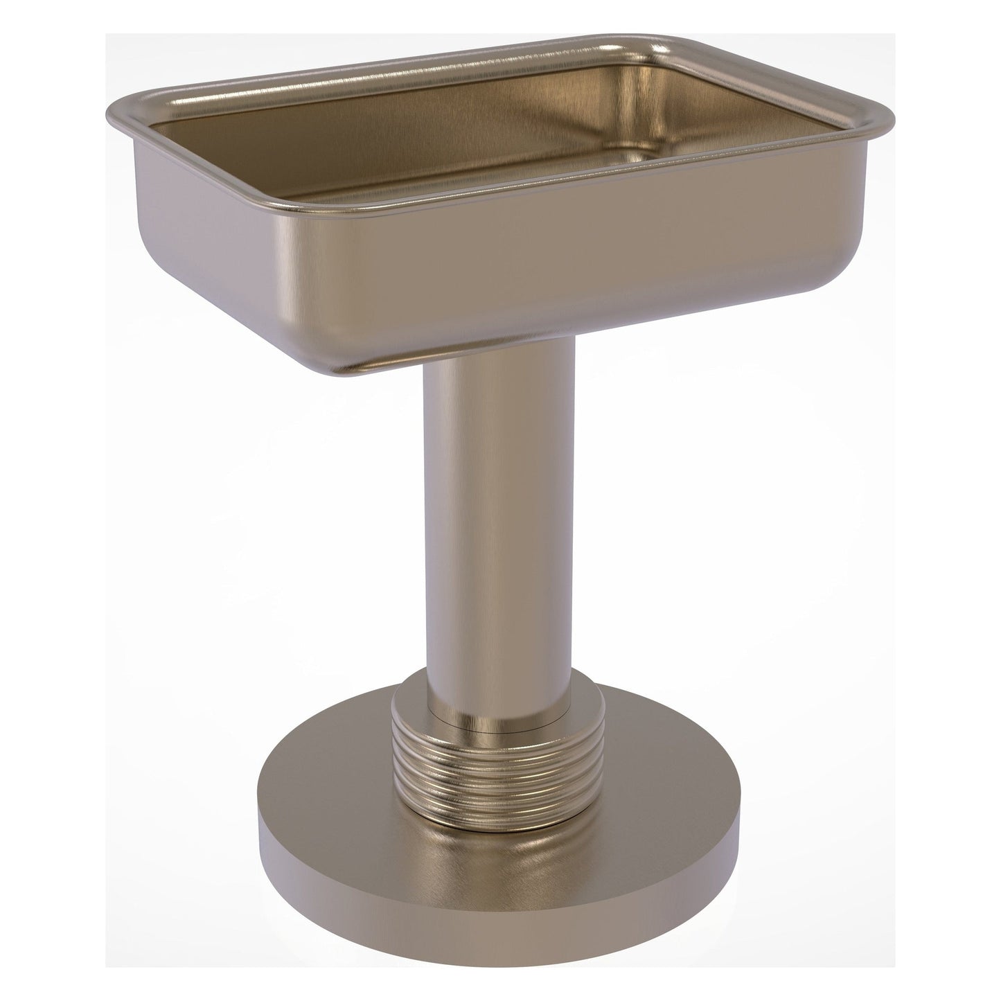 Allied Brass 956G 5" x 4" Antique Pewter Solid Brass Vanity Top Soap Dish With Grooved Accents