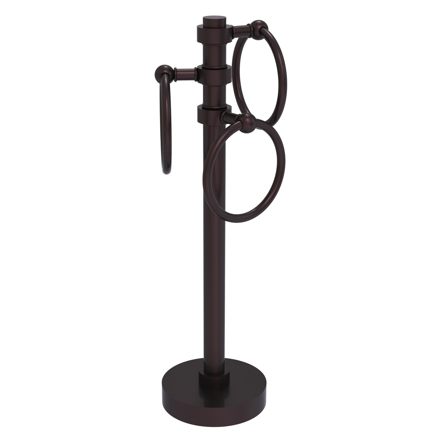 Allied Brass 983 5" x 8" Antique Bronze Solid Brass Vanity Top 3-Ring Guest Towel Holder