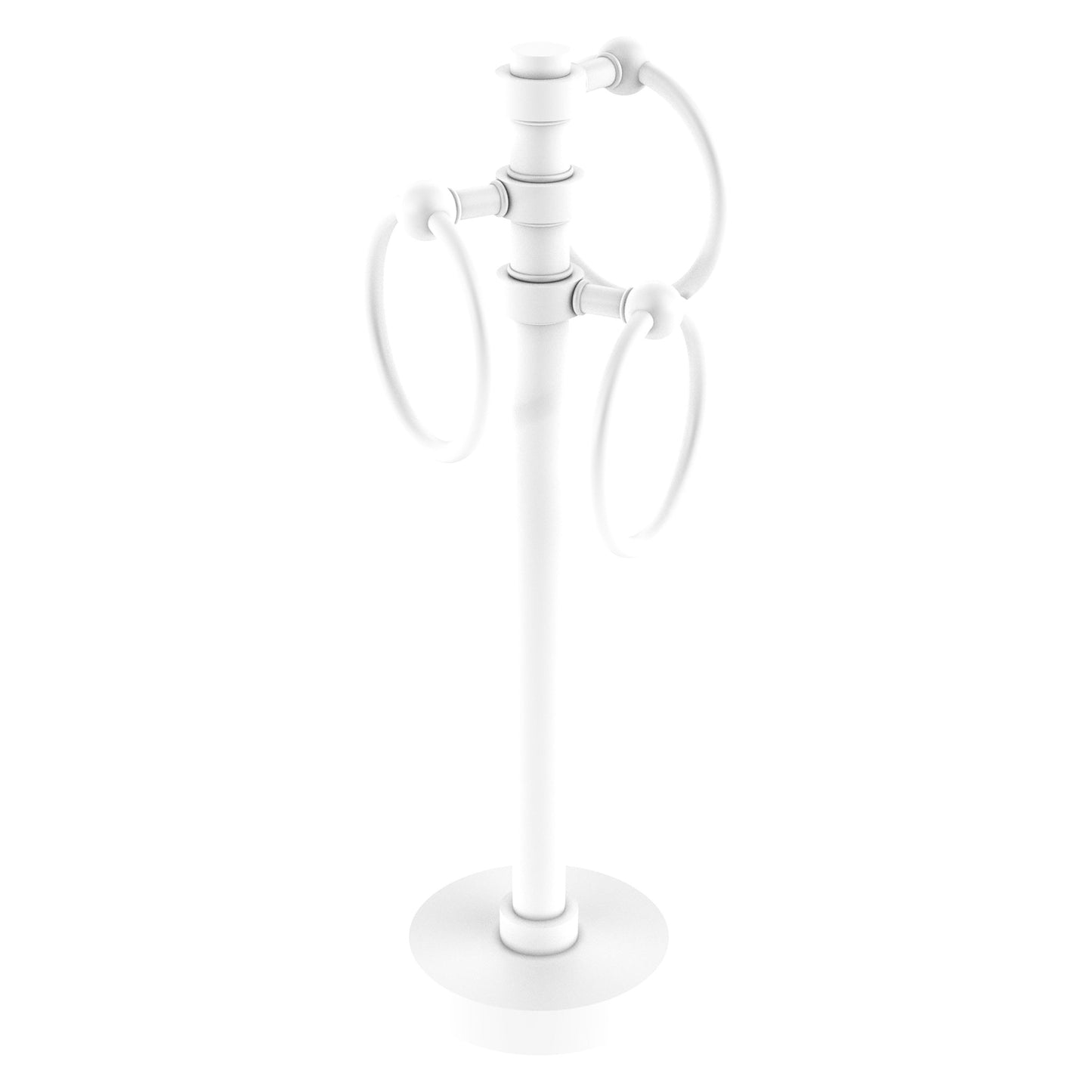 Allied Brass 983 5" x 8" Matte White Solid Brass Vanity Top 3-Ring Guest Towel Holder