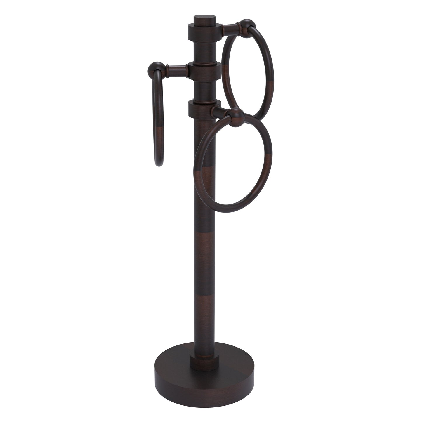 Allied Brass 983 5" x 8" Venetian Bronze Solid Brass Vanity Top 3-Ring Guest Towel Holder