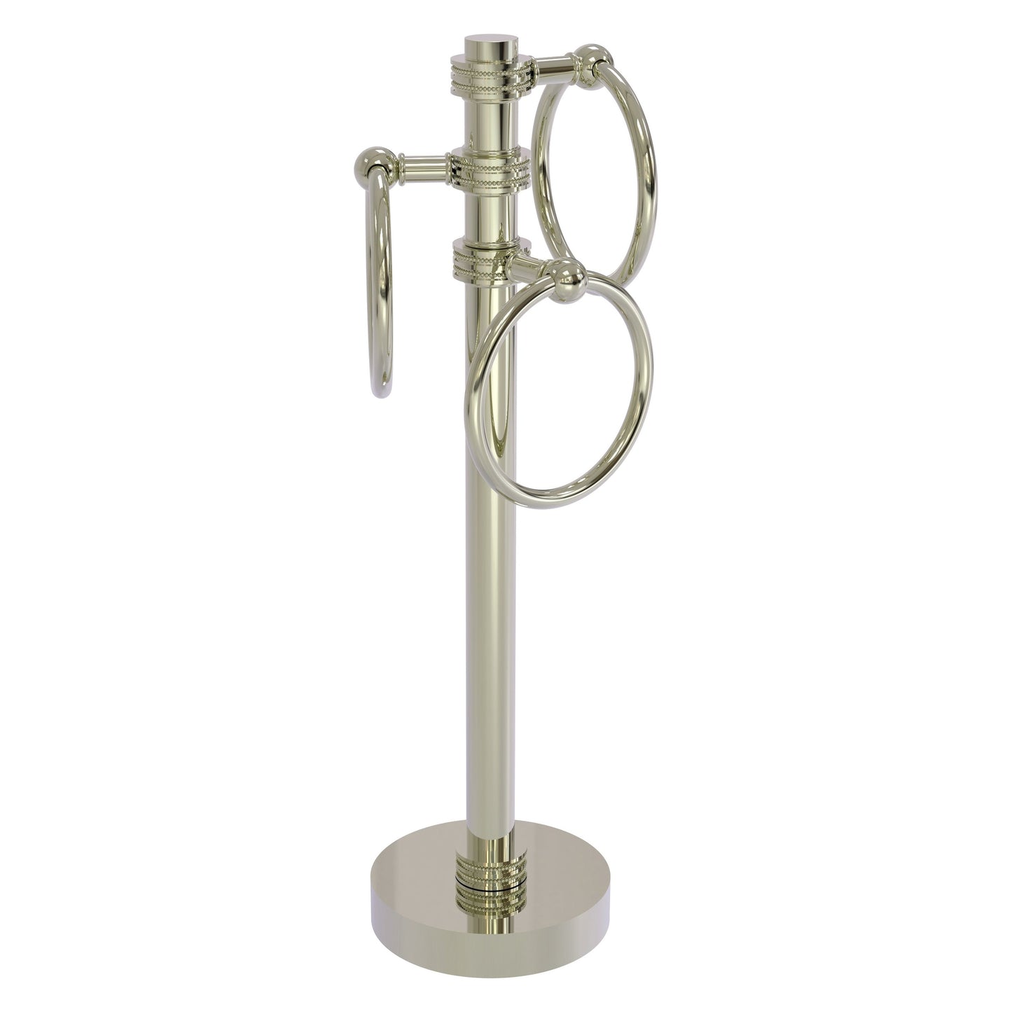 Allied Brass 983D 5" x 8" Polished Nickel Solid Brass Vanity Top 3-Ring Guest Towel Holder With Dotted Accents